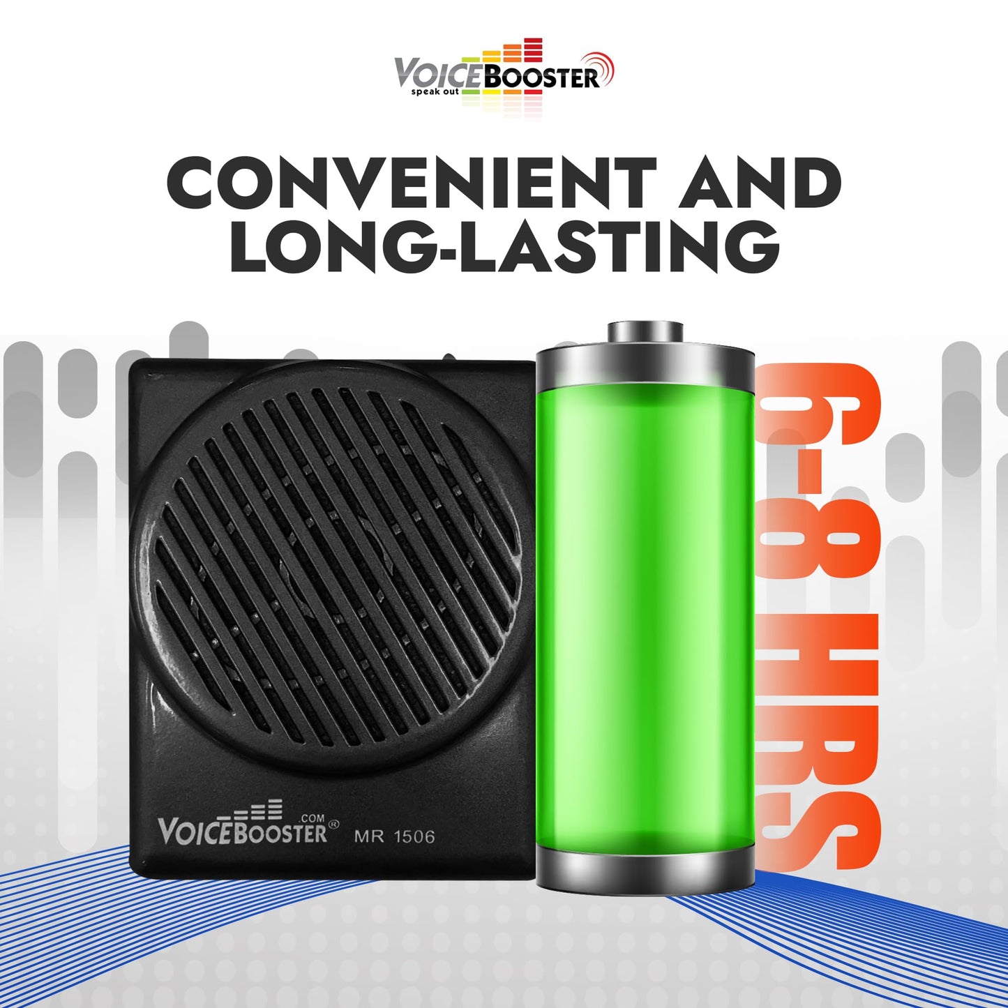 VoiceBooster Portable Voice Amplifier for Teachers - 10W Rechargeable Megaphone Speaker & MP3 Player with Wearable Microphone Headset for Classroom, Tour Guide, Elderly, Public Speaking - MR1506