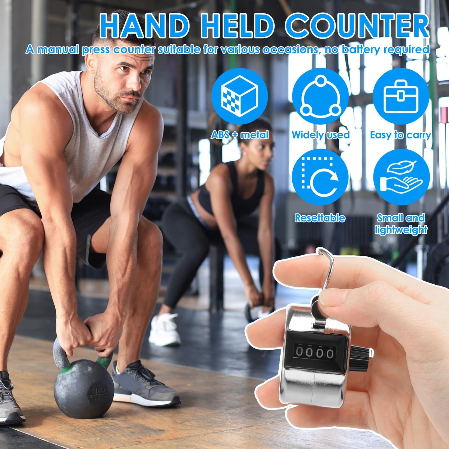 TMWEFUSC 20 Pack Clicker Counter， 4-Digital Metal Handheld Tally Counter， Hand Counter Clicker with Hanging Hook Pitch Counter for School Sport Event,Coaching Counting Numbers