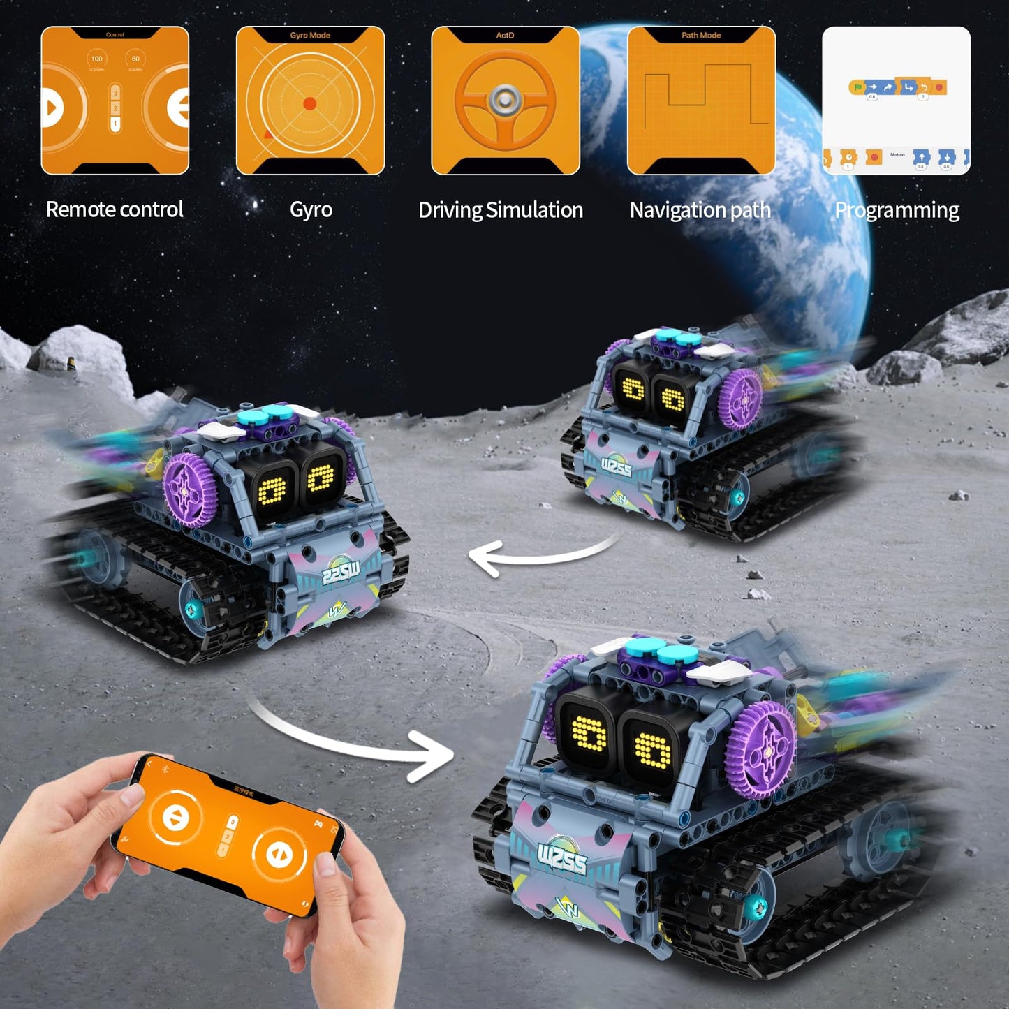 QHECTTY STEM Robot Building Kit for Kids 6-14,3in1 Remote & APP Controlled STEM Rock Robot/Truck/Road Roller Building Toys for Kid,433 Pcs Building Blocks Set Birthday Xmas Gift Ideas for Boys Girls