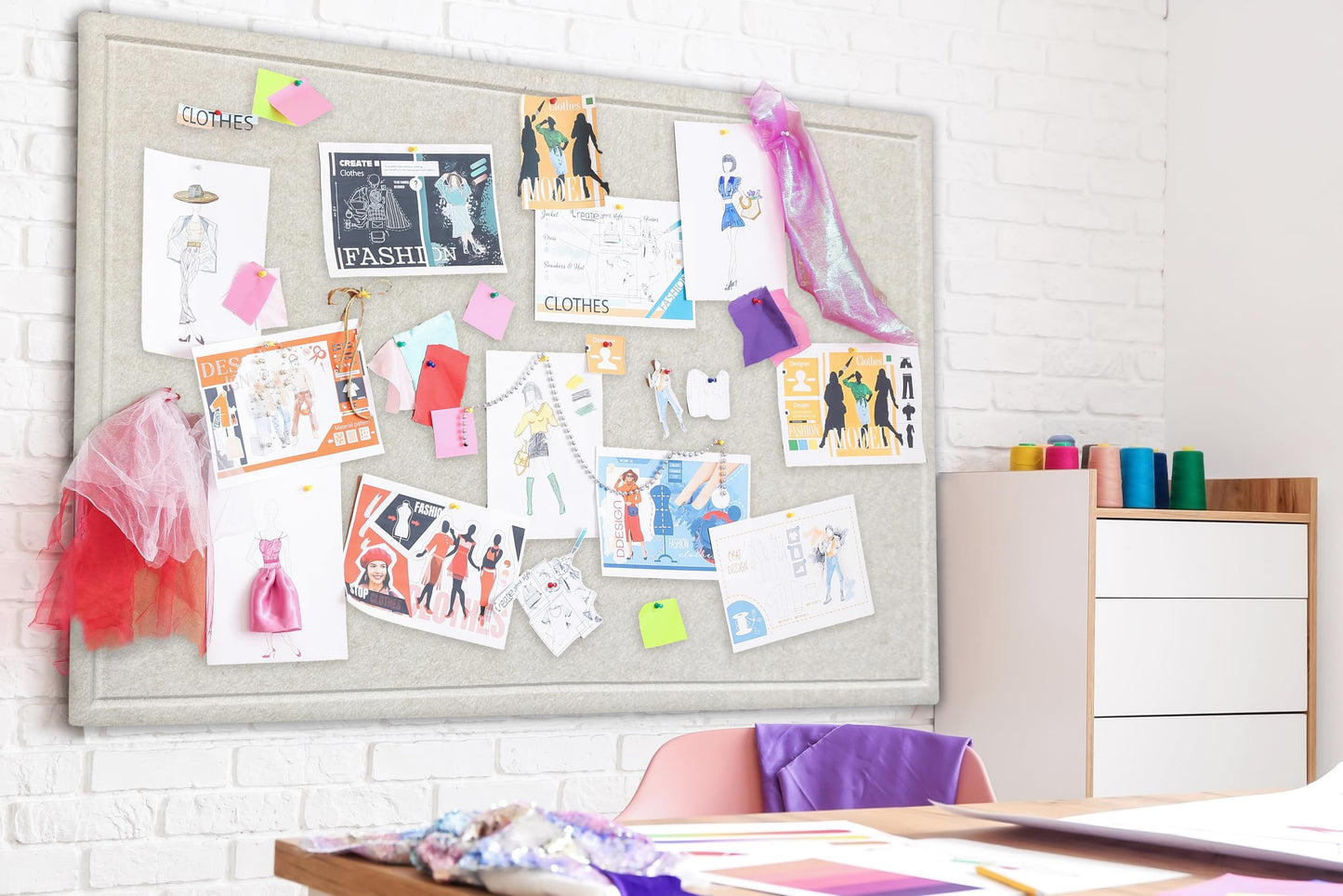 Yunihome Large Bulletin Board - Foldable 36x24 Inches Cork Board Alternative with 20 Push Pins, 3' x 2' Self-Adhesive Felt Bulletin Board for Wall, Home Office Classroom Decor