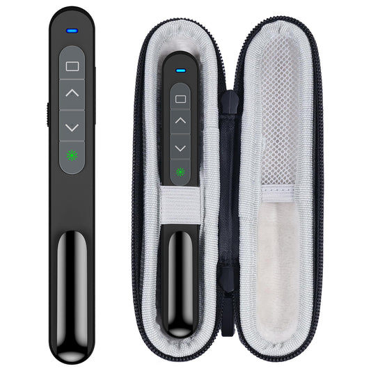 USB Type C 2 in 1 Rechargeable Wireless Presentation Clicker with Green Laser Pointer and Storage Case, Slide Powerpoint Clicker for Mac Windows Keynote, Presenter Remote PPT Clicker for Powerpoint