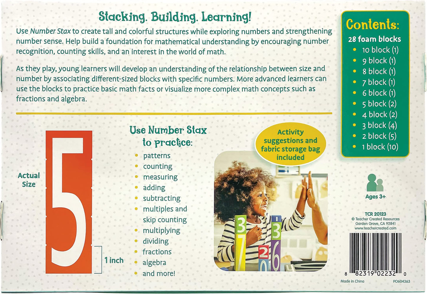 Teacher Created Resources Number STAX - Stacking Foam Number Blocks (TCR20123)