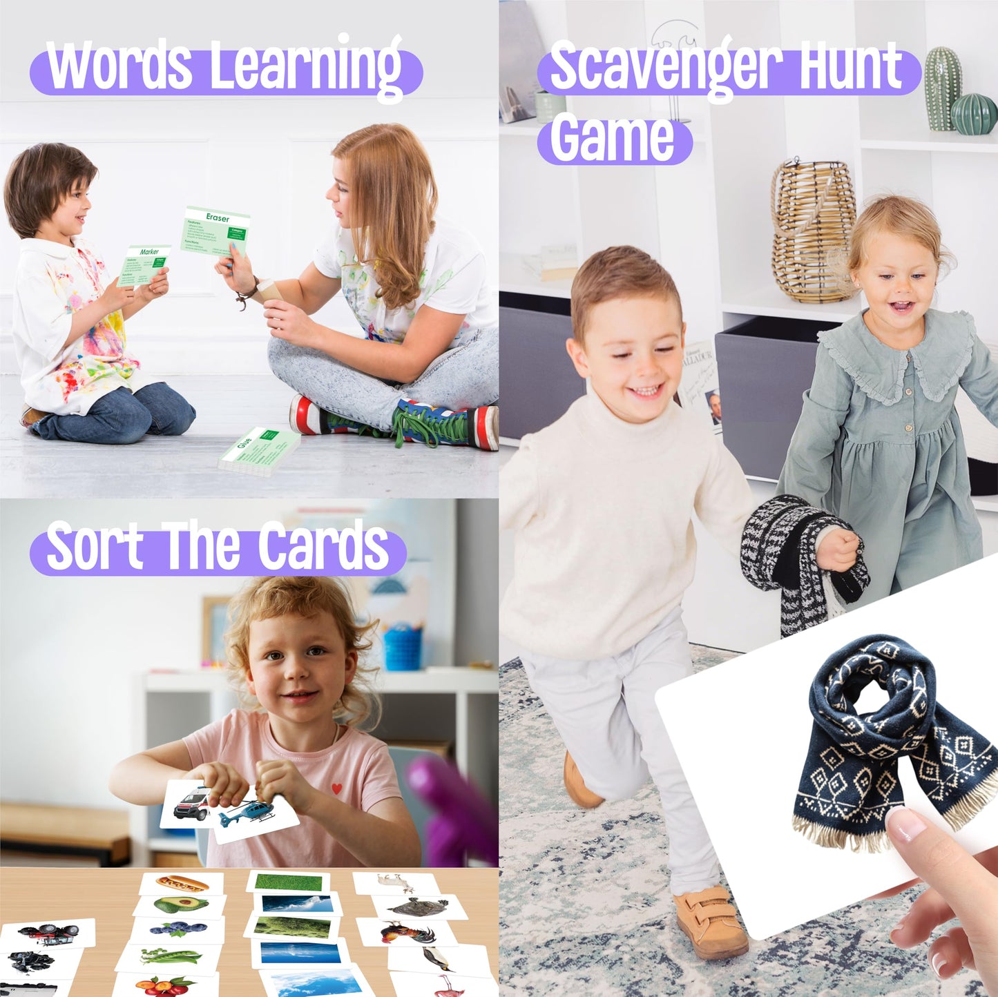140 Noun Picture-Word Cards, Picture Flashcards Language Builder Visual Aid Speech Development Tool for Autism, ESL Teaching Material Non-Verbal Vocabulary Builder for Children, Kids, Adults (Level 2)