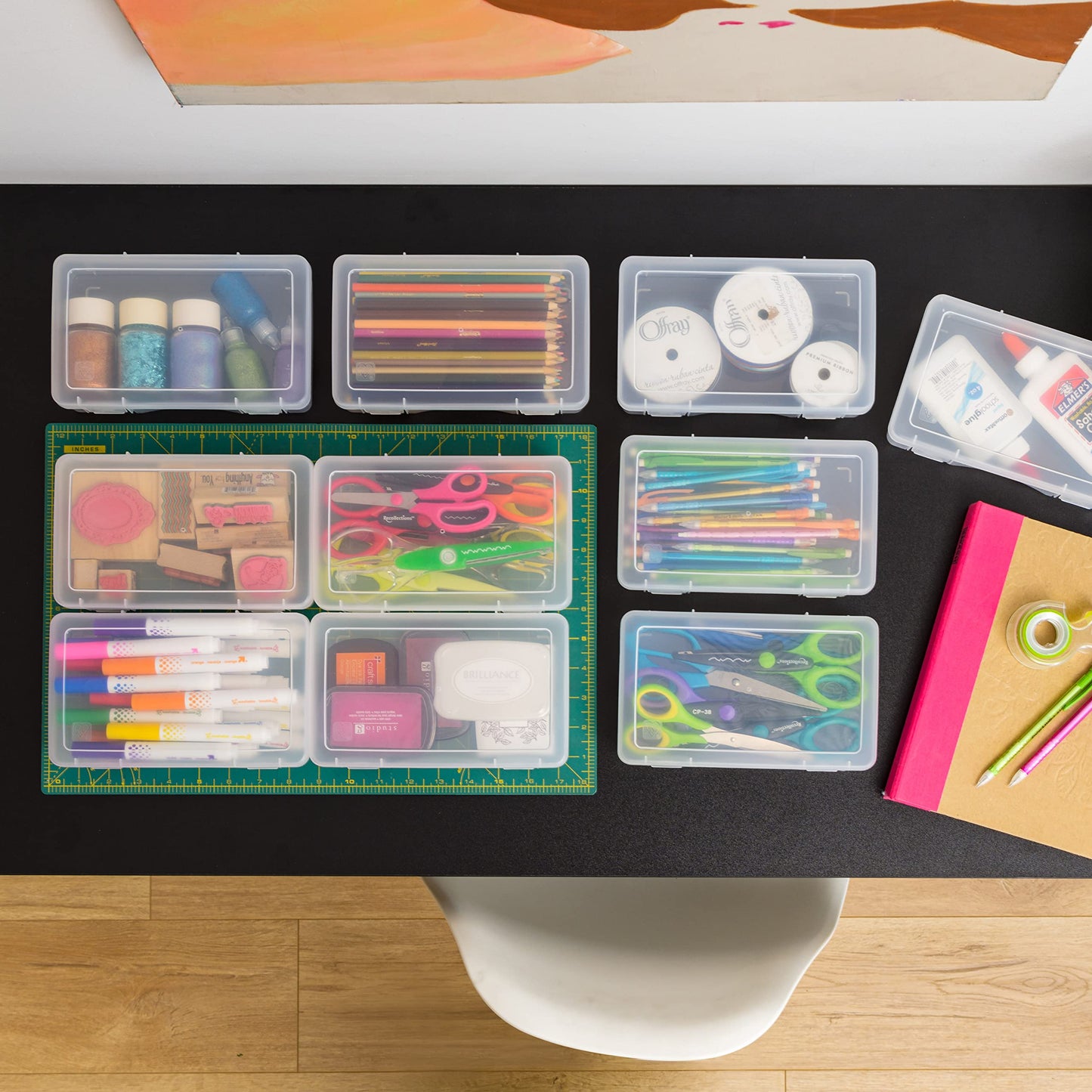 IRIS USA Clear Storage Cases, 6-Pack, |Made in USA|, Plastic Bead Organizing Containers with Snap Lid for Arts, Crafts, Ephemera, Stickers, & Dance Cheer, Clear - Medium