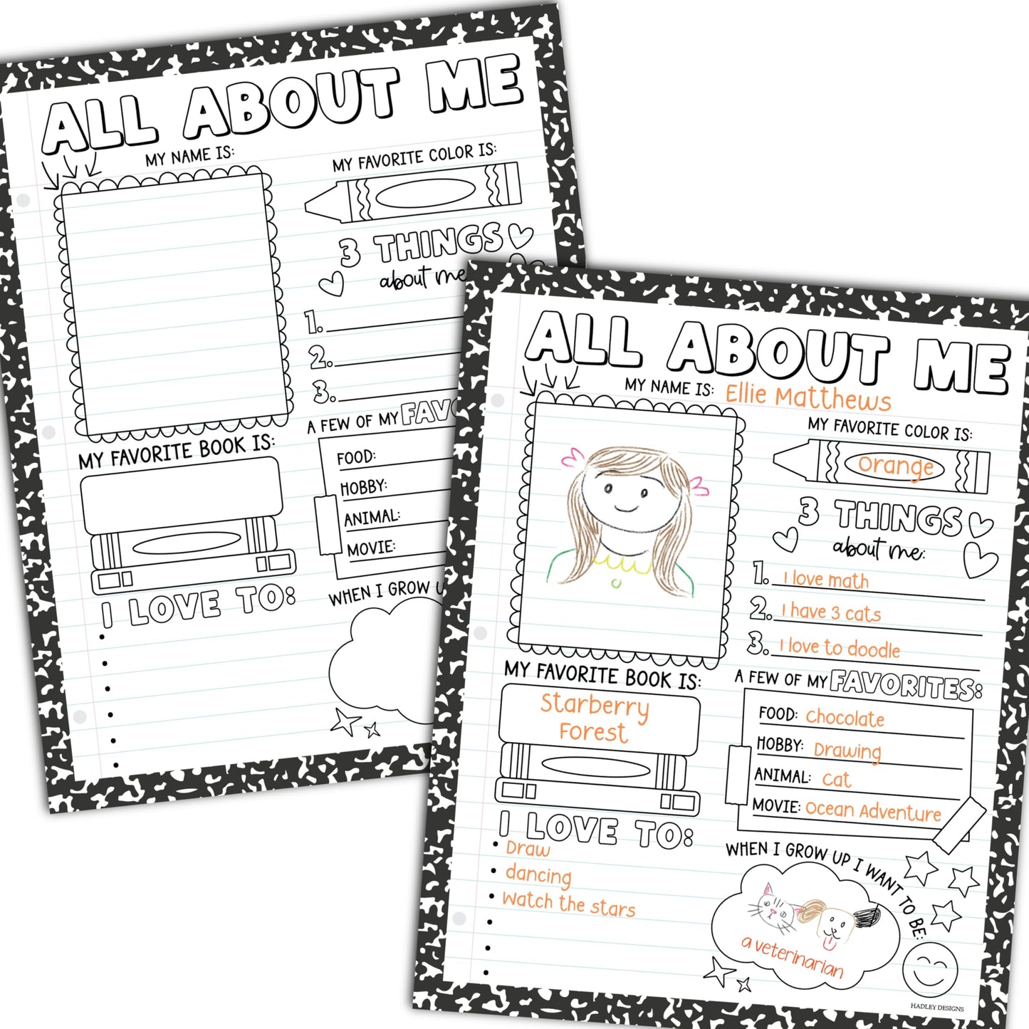All About Me Posters for Classroom Must Haves - 20 Star Student Poster, 100 Days of School Items, Star of The Week Poster Elementary Classroom Decor, End of School Year Teacher Supplies