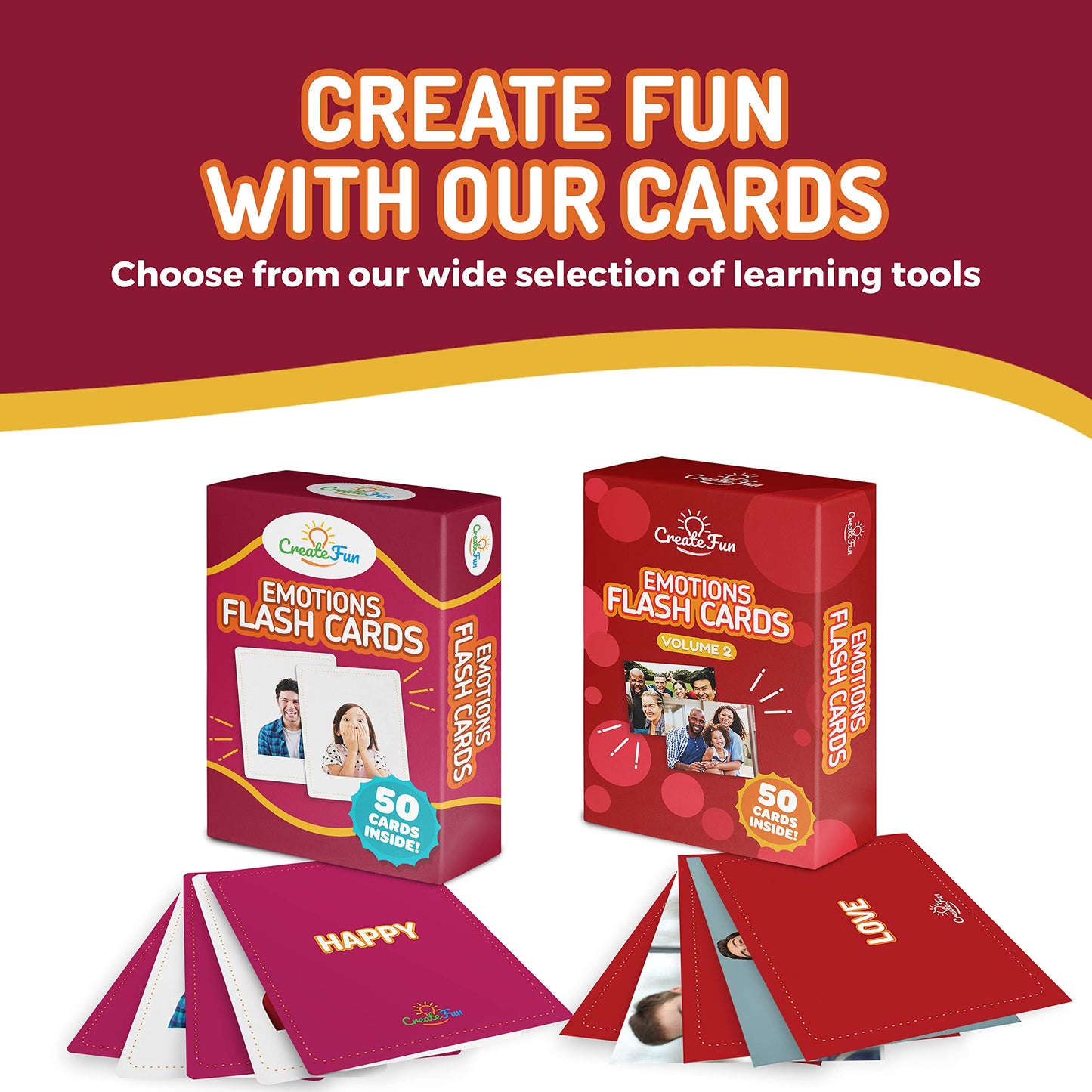 50 Emotions Flash Cards Volume 1 - Feeling Photo Cards for Kids, Adults, Seniors, Homeschool, Speech Therapy, ABA, Dementia, Aphasia, Occupational Therapy, ESL and Autism Learning Material