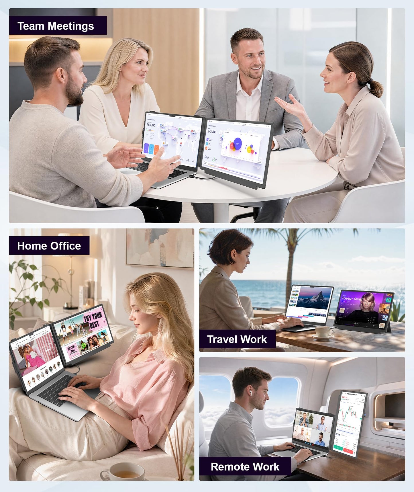 Orfibz 15.6" Laptop Screen Extender, 1080P FHD Detachable Laptop Monitor Extender, One Cable Plug & Play Portable Travel Monitor for 14"-17.3" Laptop Compatible with Wins/Mac/Chrome/Android