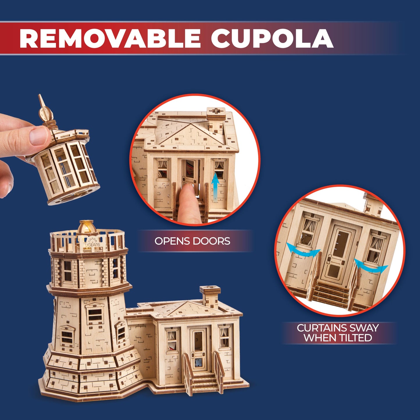 UGEARS Split Rock Lighthouse 3D Wooden Puzzles for Adults – Wooden Model Kits for Adults, Crafts for Adult, Model Kits to Build, Wooden 3D DIY Model Brain Teaser, Hobby Set
