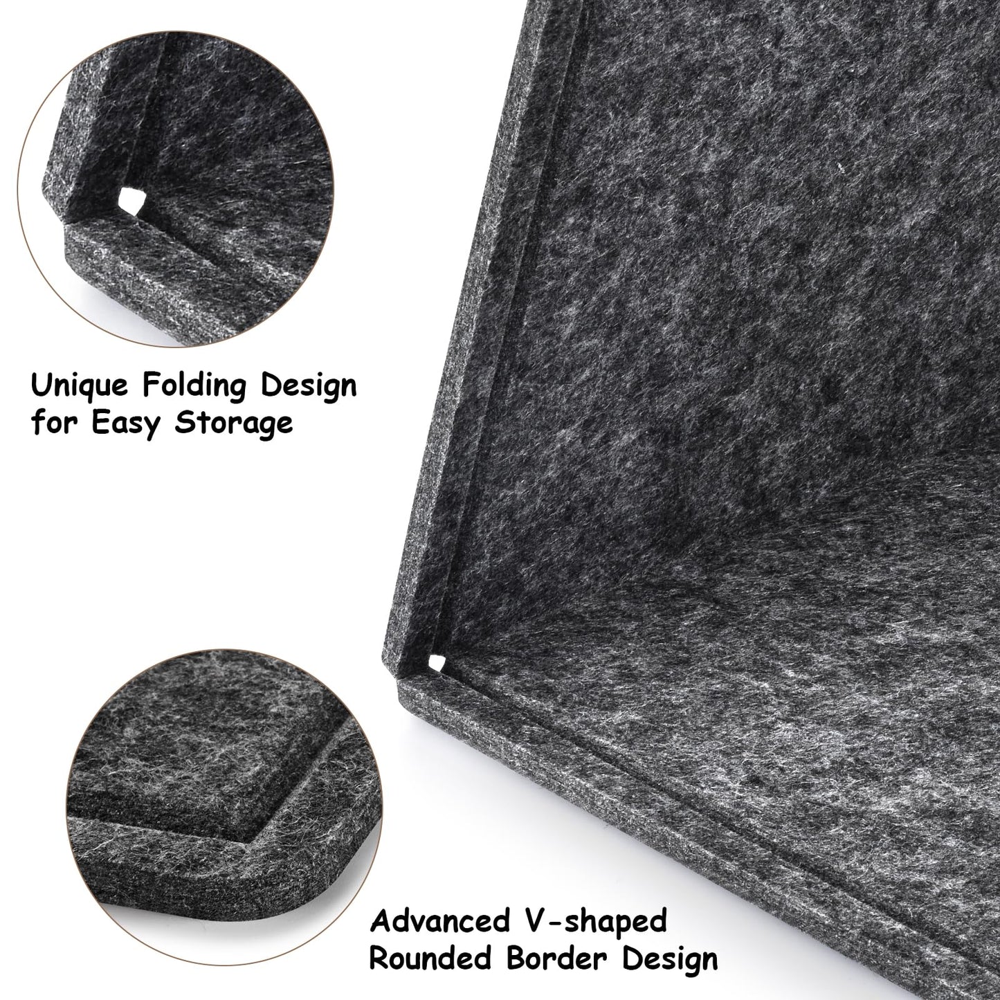 Large Bulletin Board, Foldable 72x48 Inches Cork Board Alternative, Large Felt Board Decorative Pin Board for Wall, Foldable Photo Board Self-Adhesive Vision Board with 36 Pushpins Dark Gray
