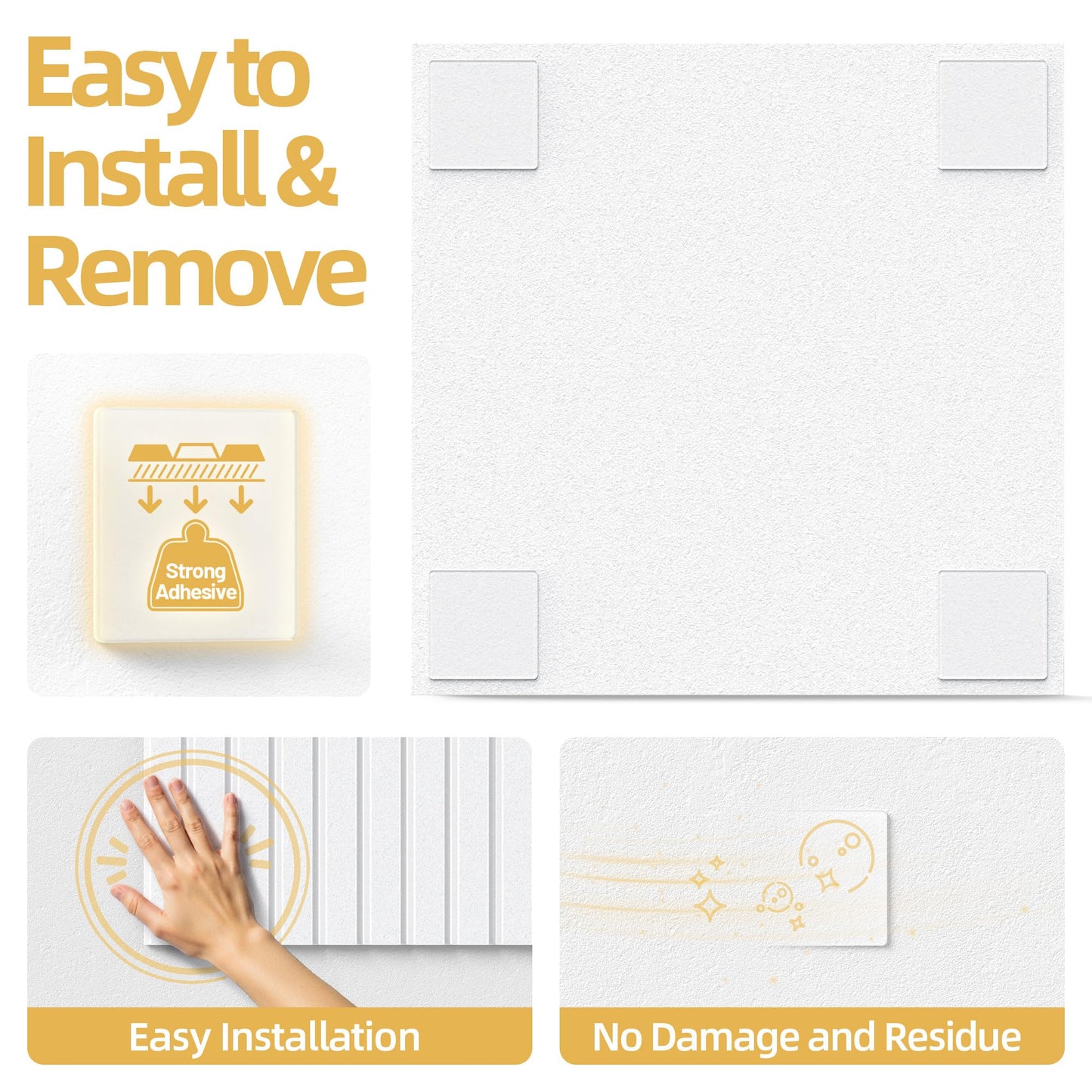 Large Cork Board for Wall 36" x 48" White Bulletin Board with Safe Removable Adhesive Squares for Pictures Photos, Alternative CorkBoard Felt Pin Boards Tiles for Office Classroom Wall Decor - 12 Pack