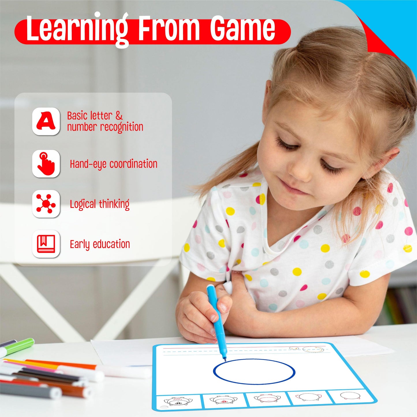 Draw with Alphabet & Numbers, 36PCS Dry Erase Cards Letters & Numbers Tracing Learning ABC Handwriting Educational Toy Set Educational Game Birthday Gift for Preschool Learning Activities