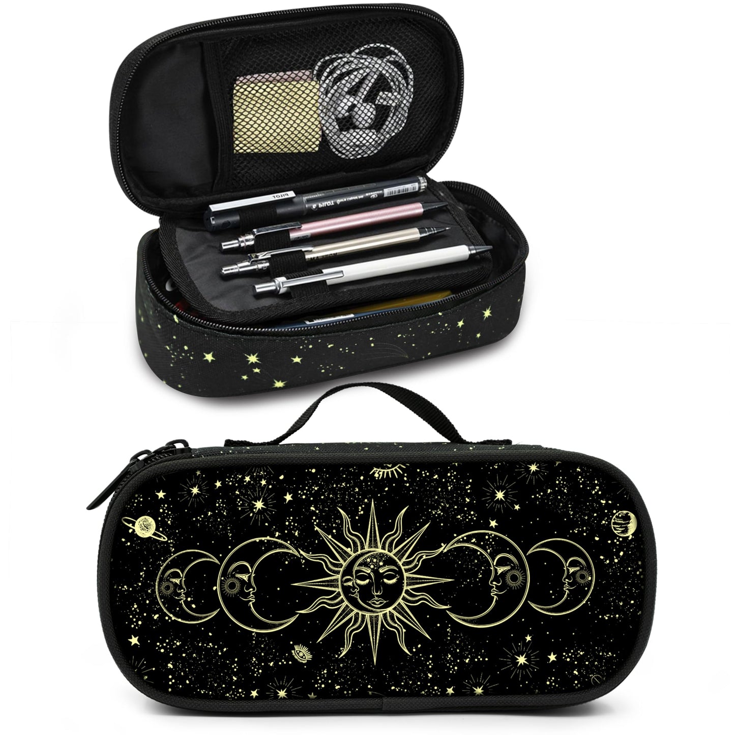 Droerfes Moon Sun Pencil Case Pencil Pouch Large Capacity Pen Bag School Office Organizer Stationery Storage Box For Girls Boys Teen Kids