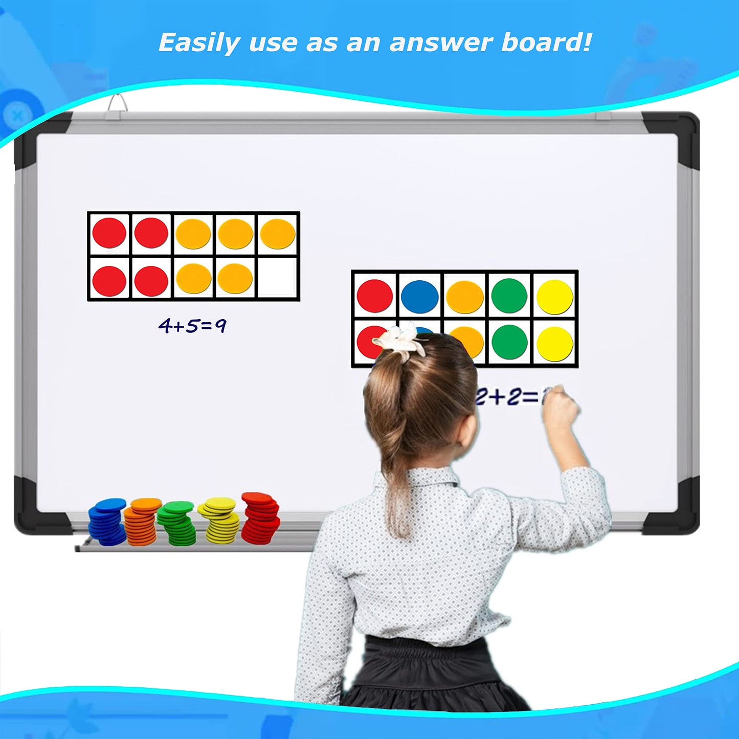 BAIVYLE Foam Magnetic Ten Frame Set for Toddlers - 5 Ten Frames with 55 Magnetic Counters | Math Manipulative for Addition, Subtraction & Number Sense | Classroom & Homeschool Supplies