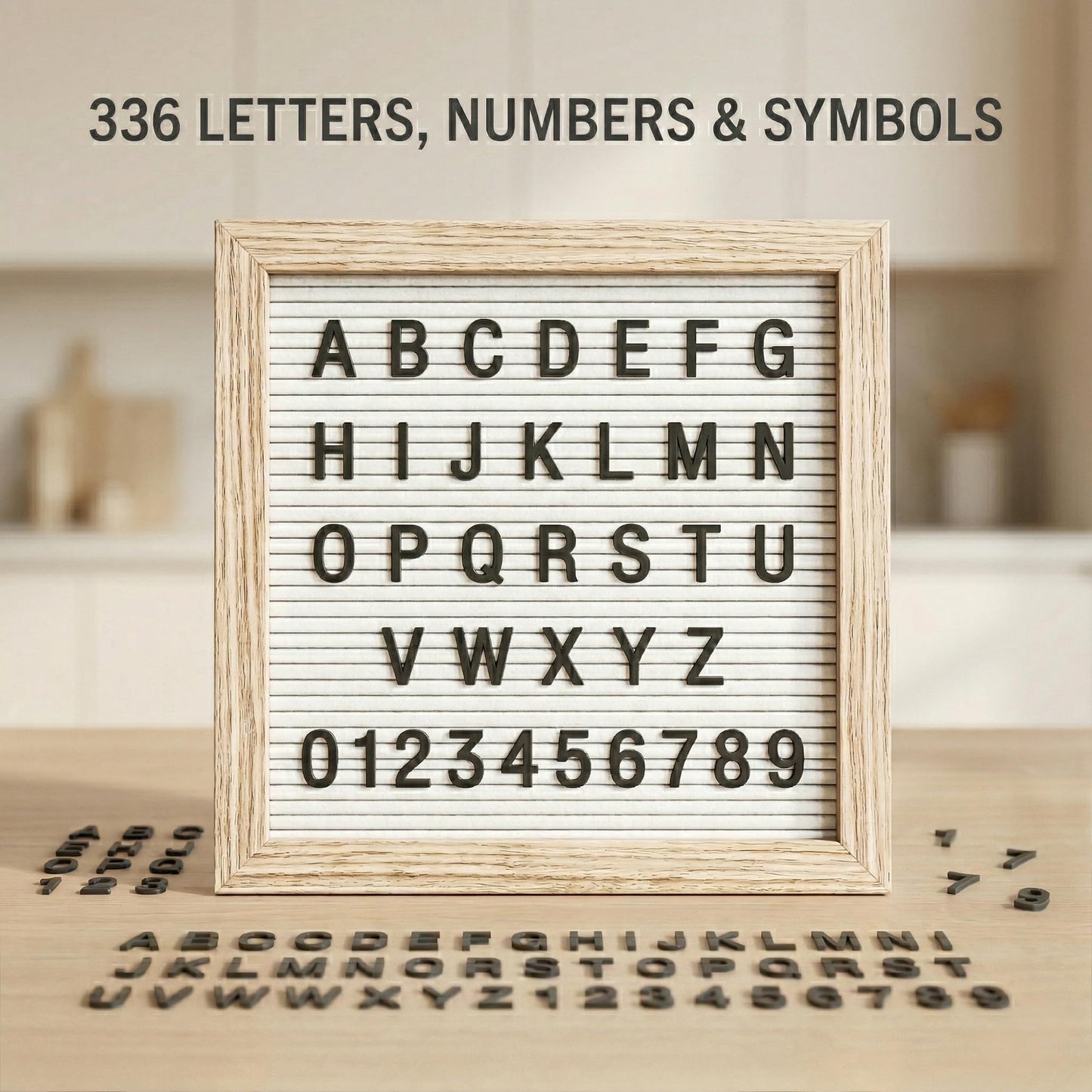 C CRYSTAL LEMON White Felt Letter Board 10x10 Inch with 336 Letters, Numbers & Symbols, Wood Frame Message Board with Easel Stand & Wall Hanger for Home, Office, Classroom & Announcements