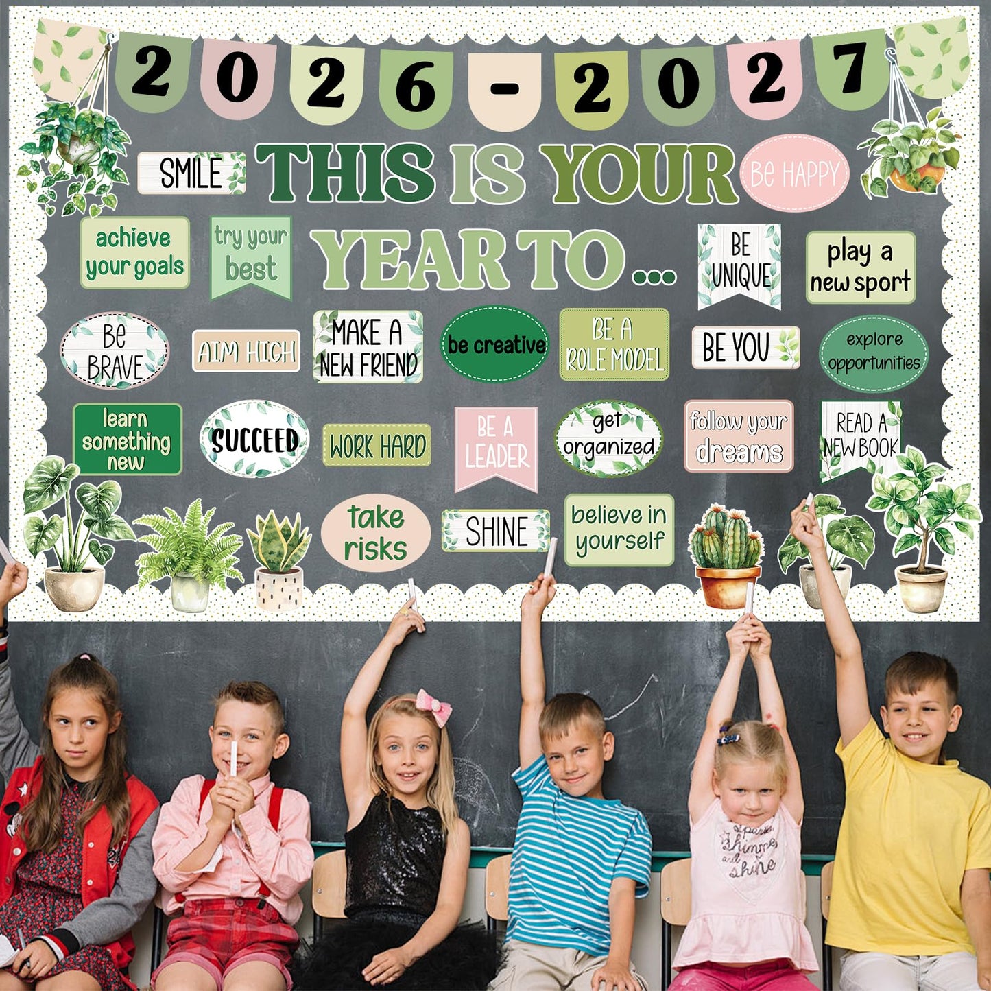 This is Your Year Bulletin Board Decorations Welcome Back to School Bulletin Board Sets Inspirational Poster Positive Affirmations Wall Decor for Teacher School Office Chalkboard Wall Door Decor