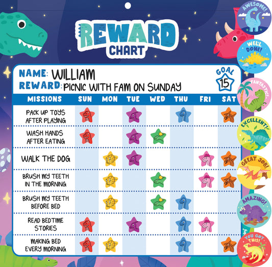 KooKooBaby Reward Chart for Kids - 49 Big & 1,920 Mini Stickers, Behavior Chart for Kids at Home, Magnetic Chore Chart for Multiple Kids and Toddler 2-4 Years, Star Chore Chart for Kids Daily Routine