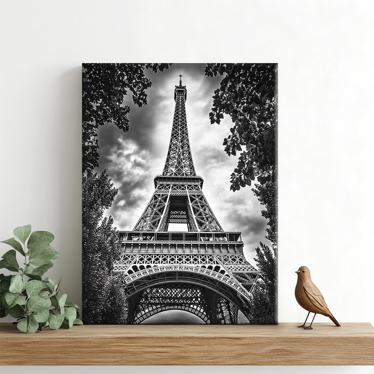 Paris Wall Art, Tower Pictures Wall Decor, Black and White Canvas Prints Painting, Framed Artwork for Bathroom Bedroom Living Room Girl's Room Office Home Decoration 12x16