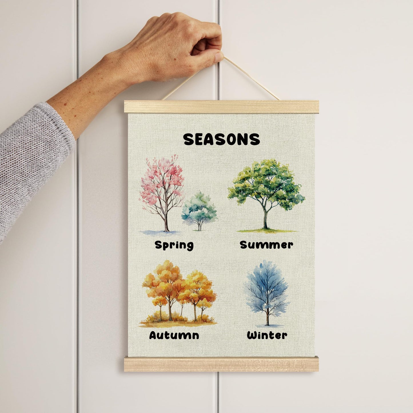 BCUANGD Classroom Wall Decor - Toddlers Kids Wall Art Poster Hanger with Wood Frames Set of 2, Learning Educational Wall Hanging Canvas Decor for Playroom Nursery Toddler Kids Room, 12x16 Inches