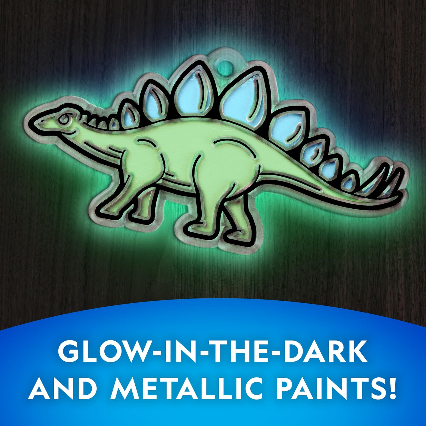 National Geographic Kids Stained Glass Kit - Glow in The Dark Dinosaur Toys, Kids Arts and Crafts Set, Window Sun Catchers, Kid Crafts Ages 4-8, Window Art Craft Kit, Suncatcher