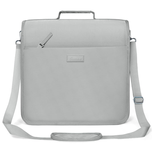SUNEE Zipper Binder 3 Ring, 3 Inch O-Ring with Handle and Shoulder Strap, 600-Sheet Capacity, 5-Tab Expanding File Folder, Multi-Pockets for Middle School Organizer Binder with Zipper, Light Grey