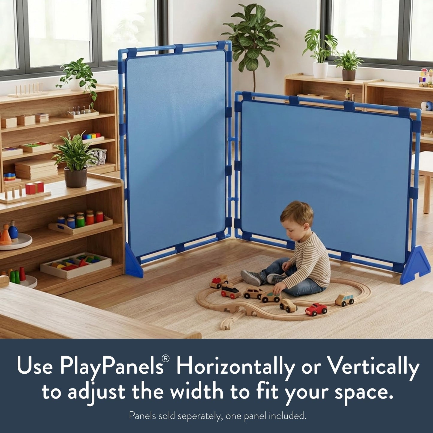 Children's Factory Big Screen PlayPanel, Kids Room Divider, Classroom Privacy Screen, Cantilever Feet Included, Sky Blue
