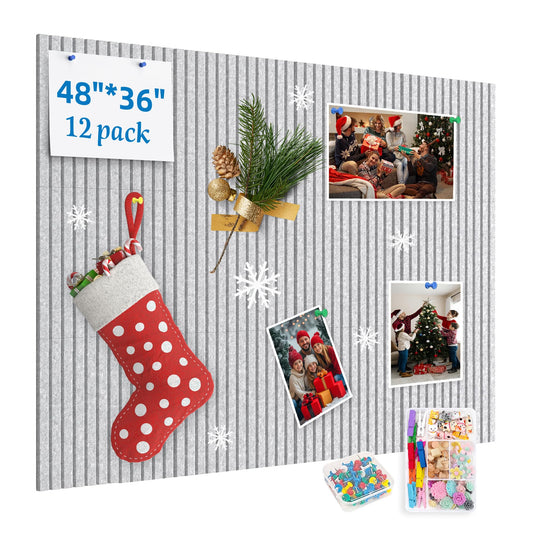 Large Cork Board for Walls, Yunihome 12 Pack 36" x 48" Felt Bulletin Board Wall Tiles for Home Kitchen School Office Wall Decor with Assorted Colors DIY Decorative Push Pins Sets