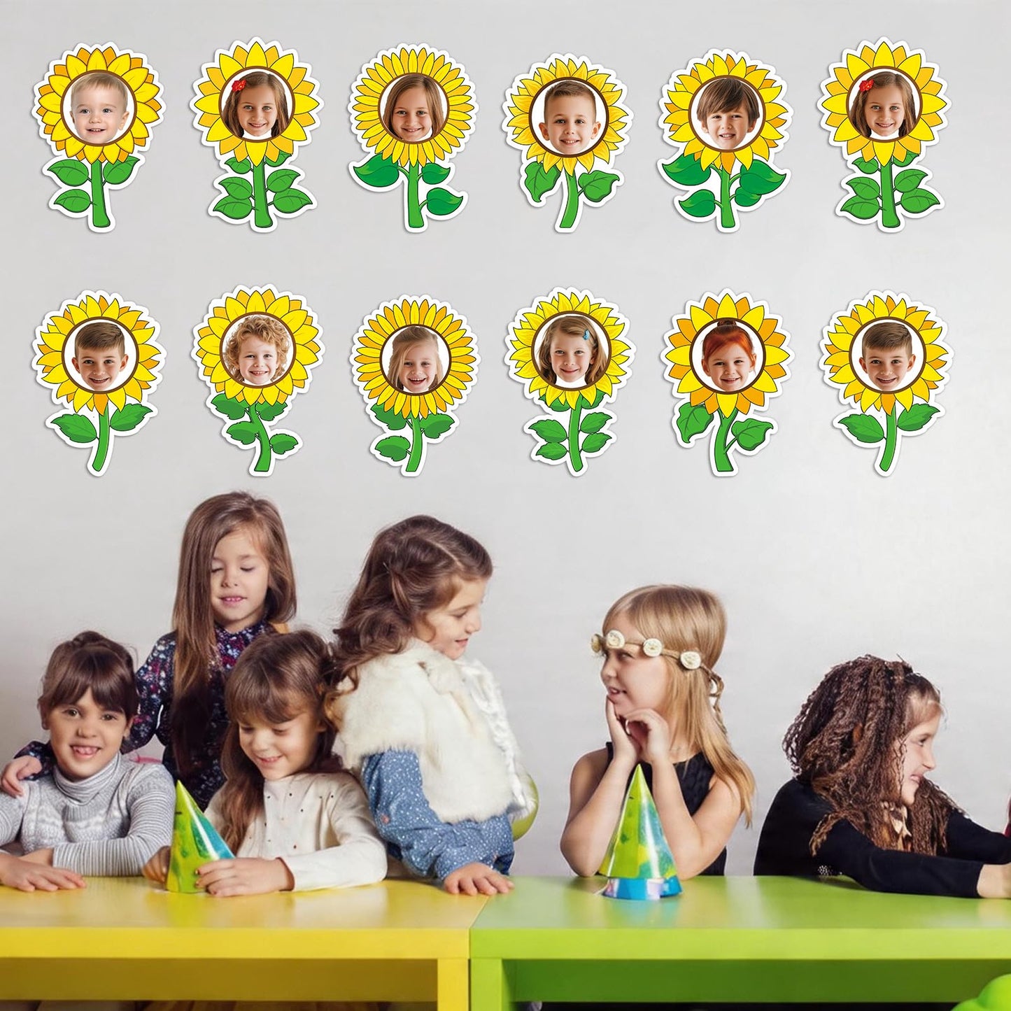 60pcs Sunflower Theme DIY Cutouts Sunflower Bulletin Board Decoration Set Bright Sunflowers Paper Cut-Outs Classroom Decor for Boy Girl Classroom DIY Photo Craft Kindergarten School Wall Door Supplies