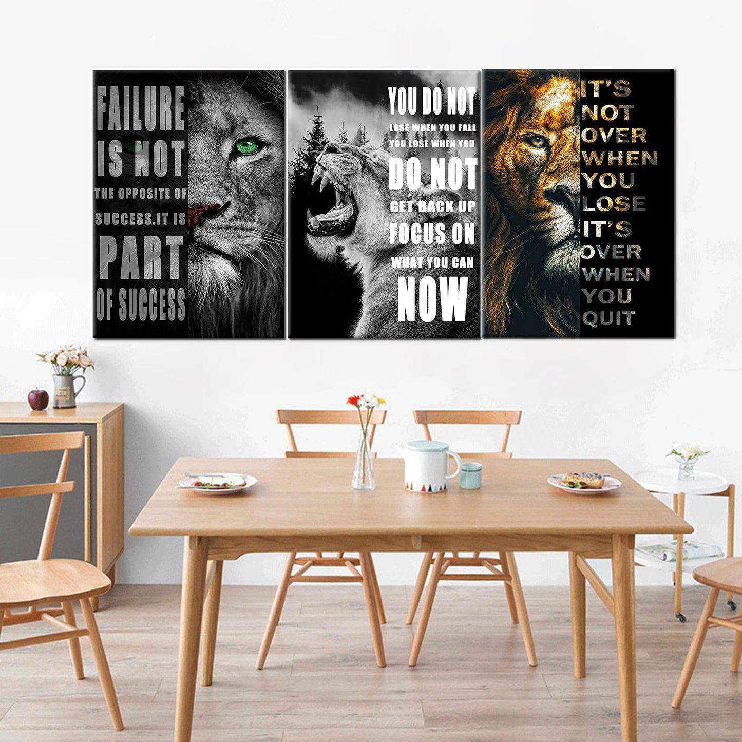 Inspirational Wall Art for Motivational Office Quotes Theme Wall Decor for Animal Leopard Canvas Prints Framed Wall Art for Bathrooms Modern Home Decor Framed and Stretched [20'' x 28'' x 3 pcs]