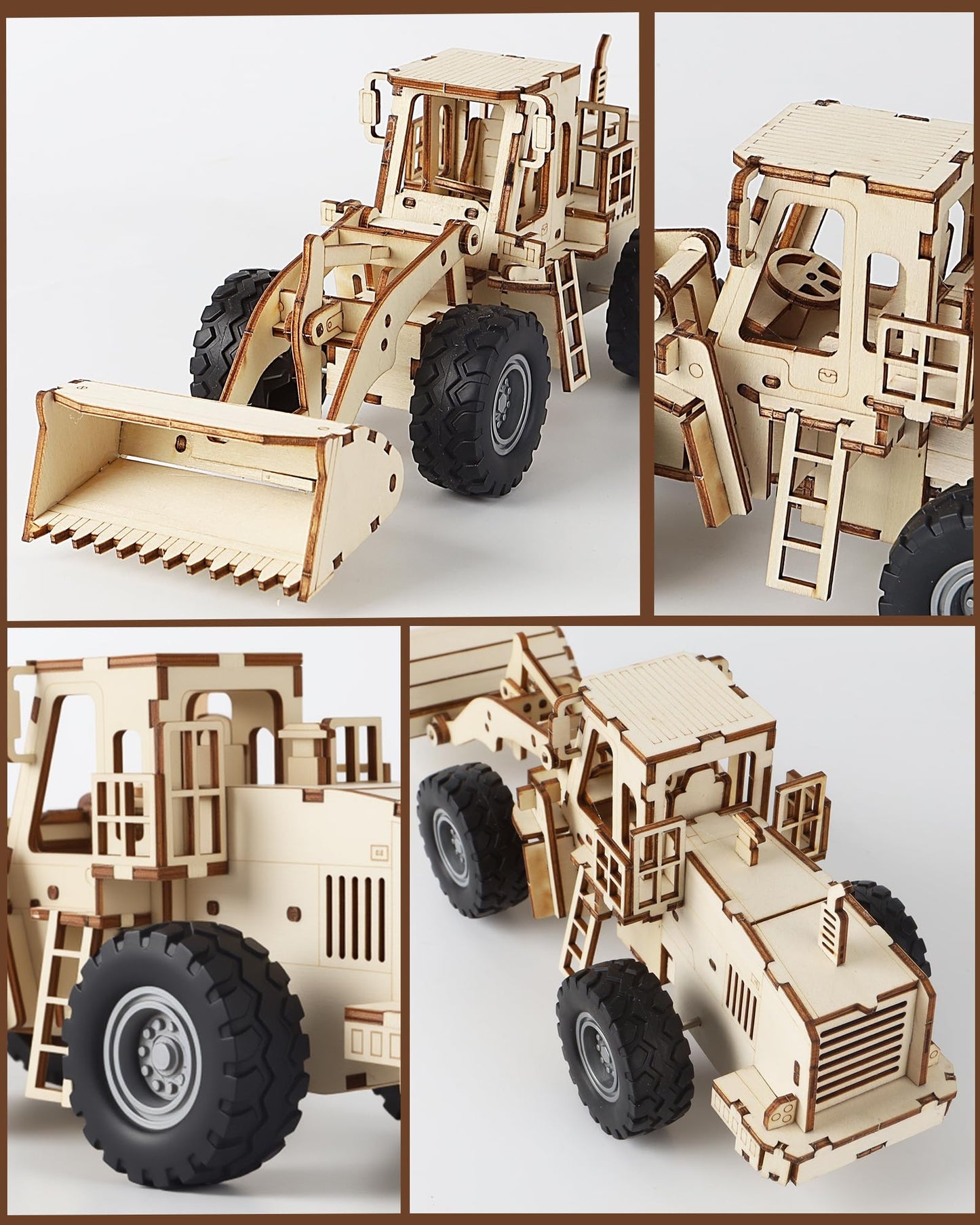 MOCBURIKU 3D Wooden Puzzles Bulldozer Model Kits, DIY Wood Craft Assembly Car Building Kits with Pull Back Mechanism, Gifts for Adults Men Teens Age 14 yrs Above to Build for Birthday Christmas