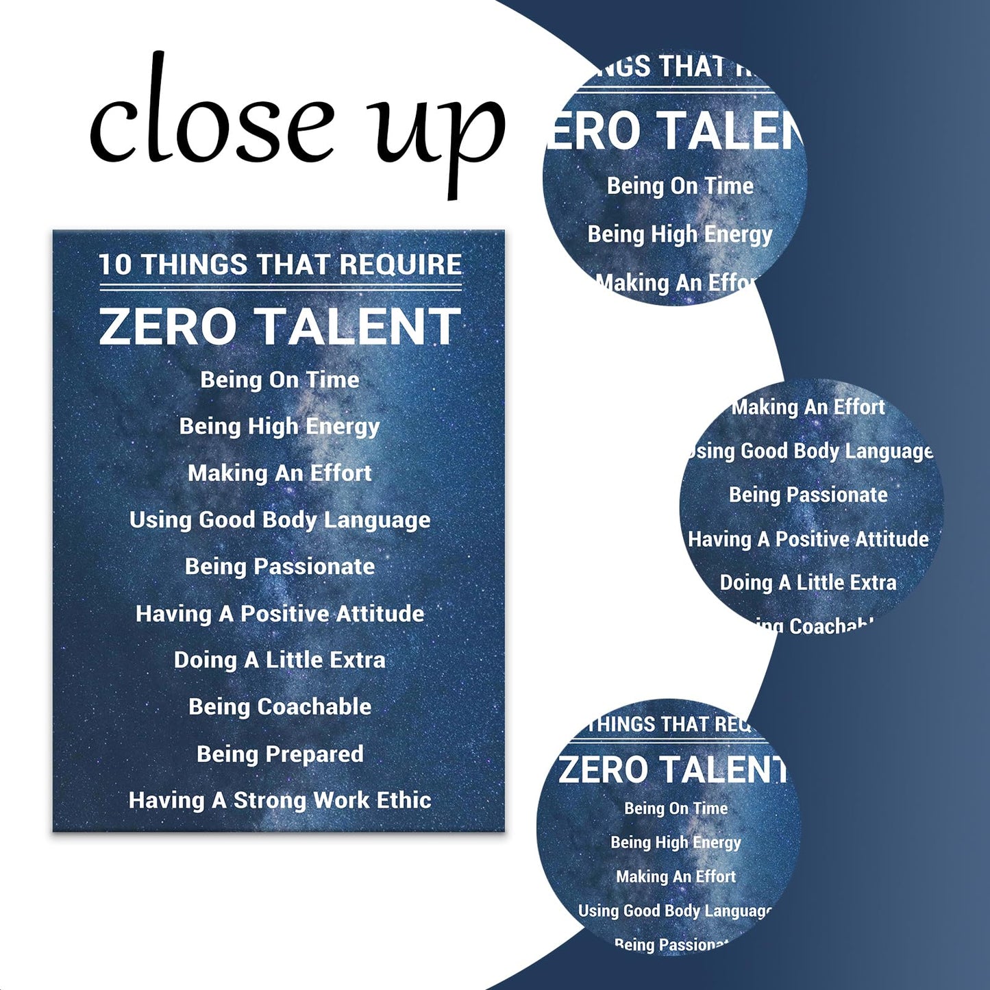 Inspirational Wall Art for Office, 10 Things that Require Zero Talent Motivational Poster, Large Mindset is Everything Canvas Wall Decor for Classroom & Home Gym, Easy to Hang Artwork [18''Wx24''H]