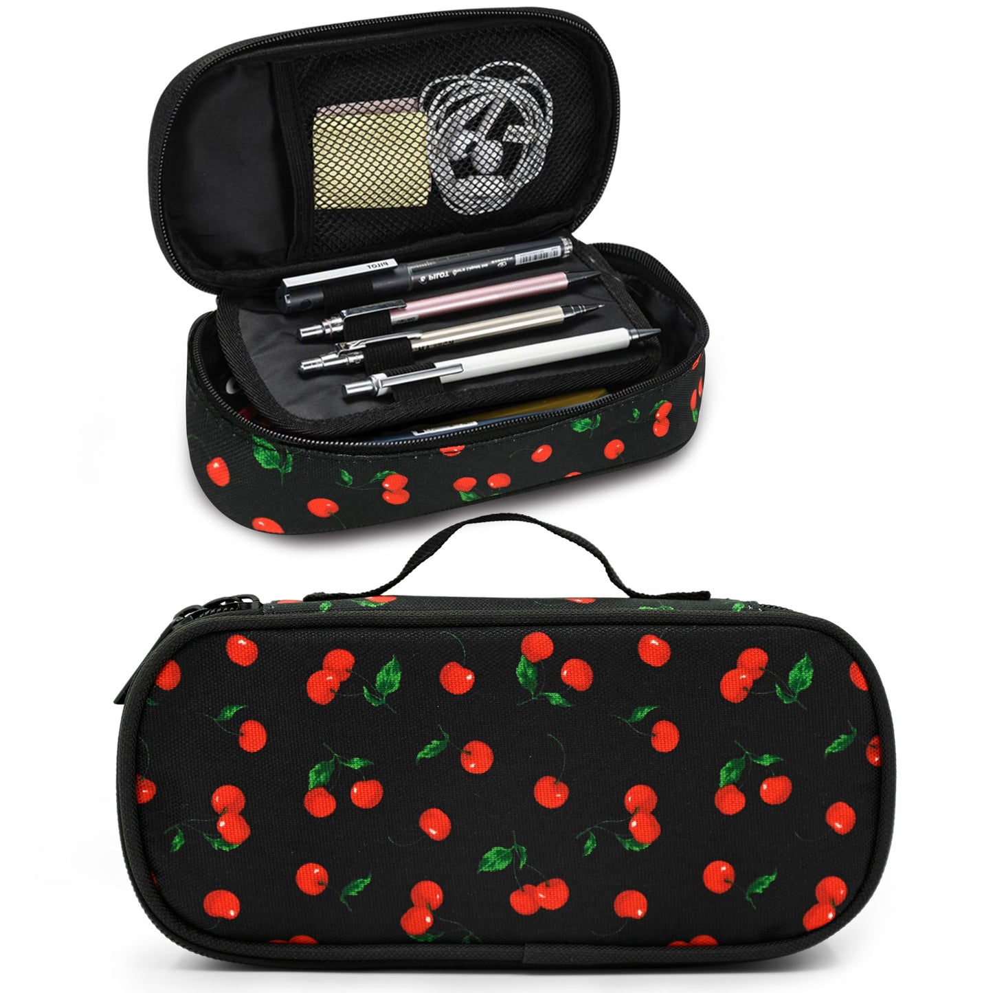 Droerfes Cherry Pencil Case Pencil Pouch Large Capacity Pen Bag School Office Organizer Stationery Storage Box For Girls Boys Teen Kids