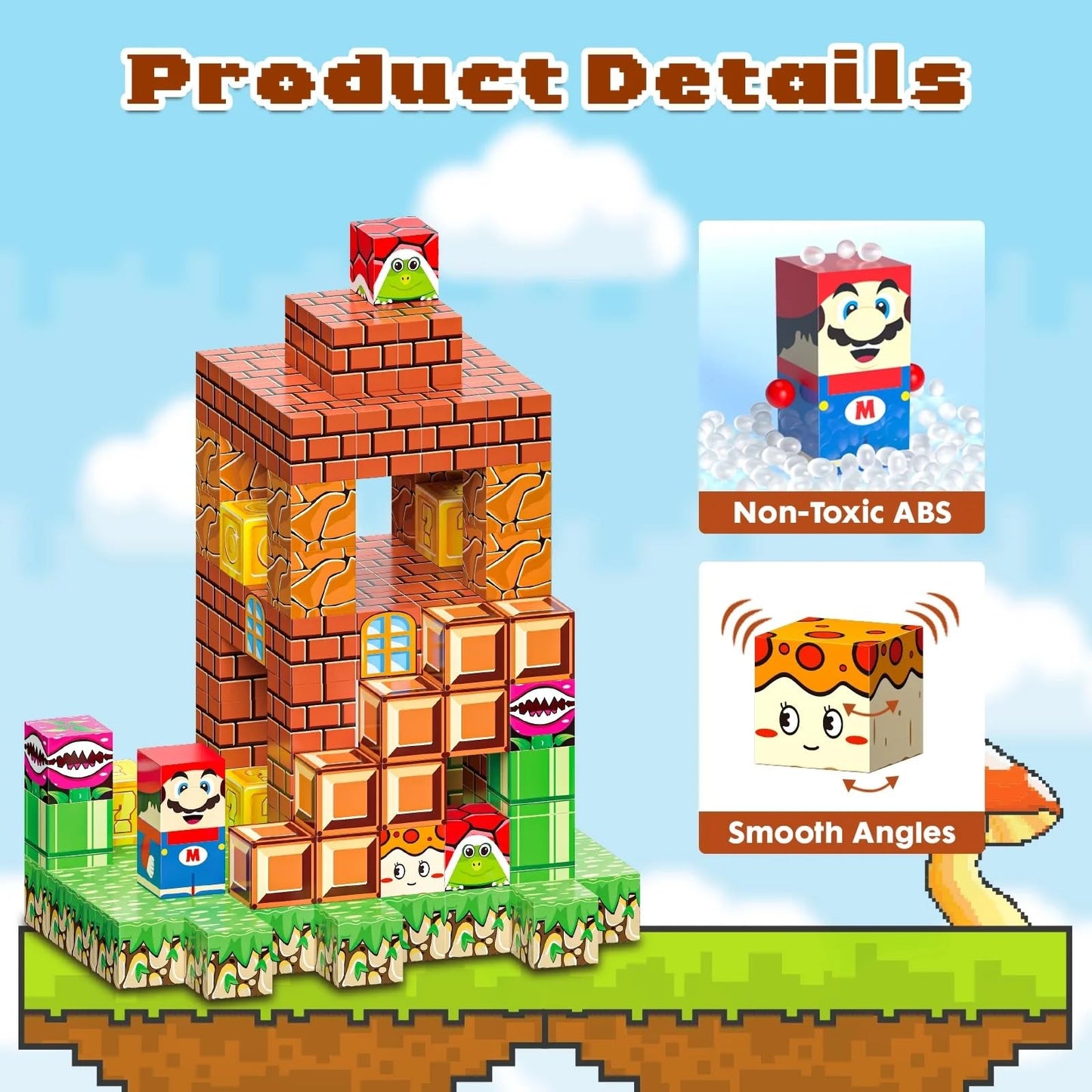 NEOFORMERS 80PCS Magnetic Blocks Building Set for Boys & Girls, STEM Educational Construction Stacking Blocks