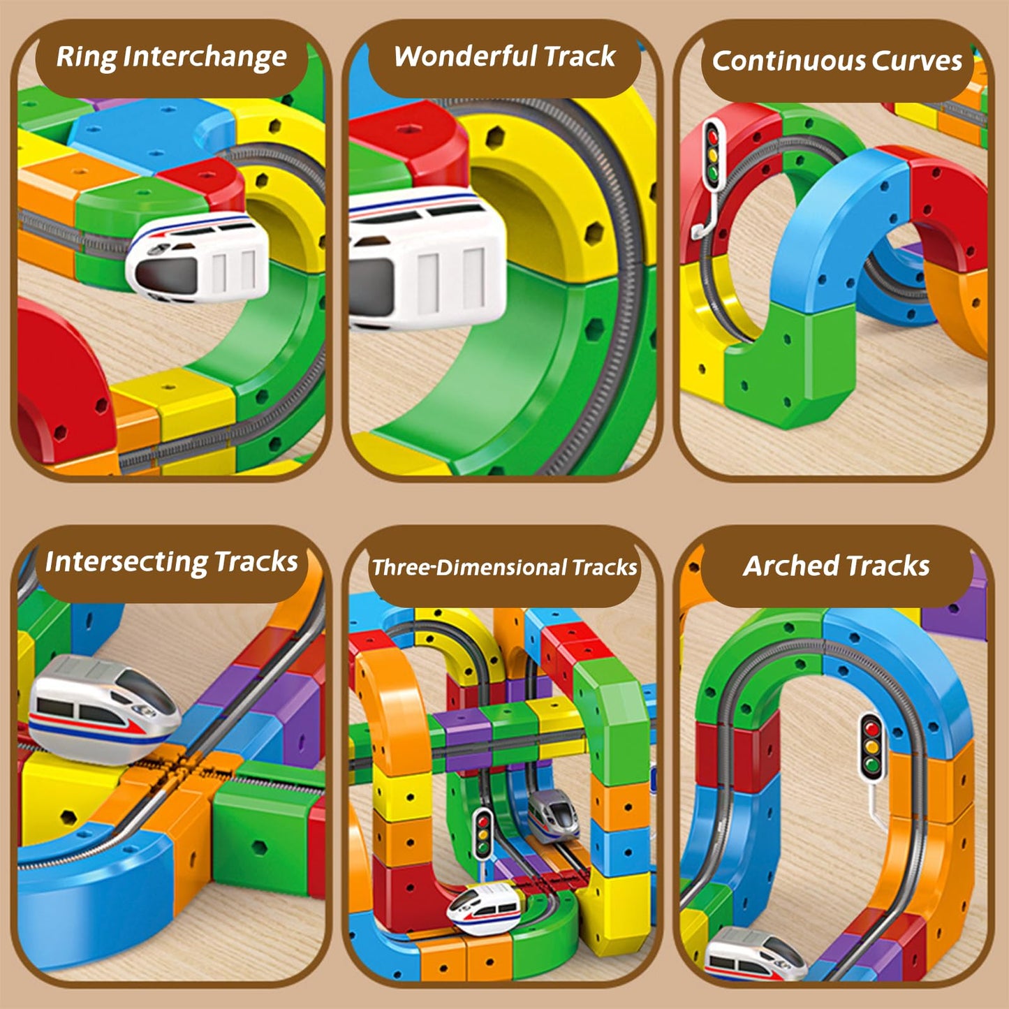 Magnetic Suction Rail Electric Train Set 3D Magic Flexible Race Track, 123 Pcs Race Car Track Block with Anti-Gravity, Educational Toy Boys Girls Birthday (123 PCS)