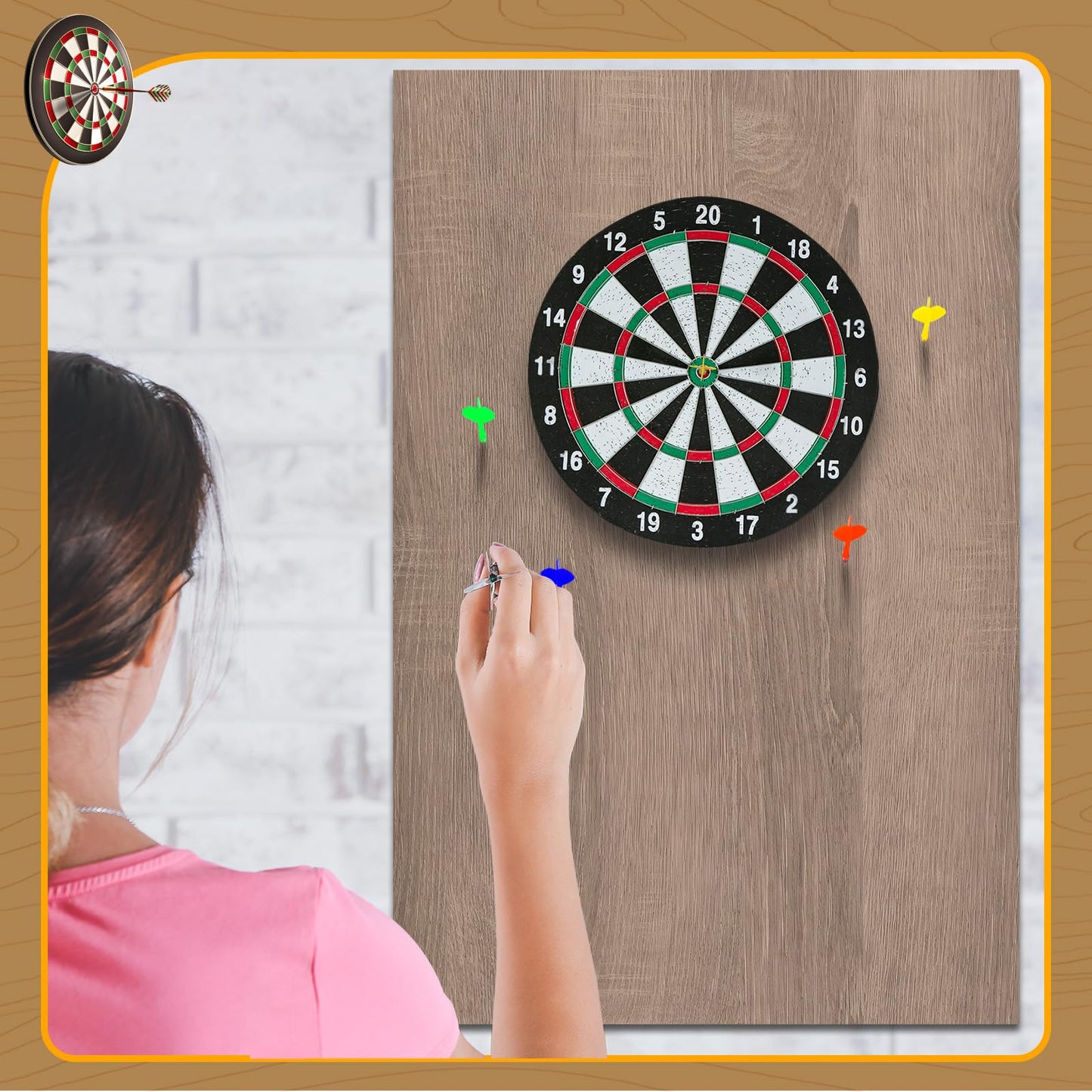 Hahafelt 36 × 24 × 0.5 Inch Felt Wood Grain Dart Board Wall Protectors Square Dart Board Backing Tiles Dartboard Backboard Cork Backboards Alternative (Gray Brown Grain)