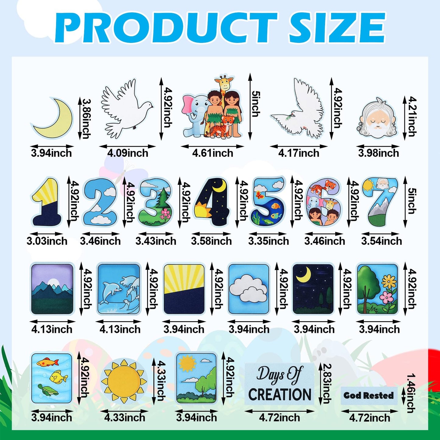 Peryiter Creation Story Felt Board Days of Creation 23 Precut Flannel Felt Bible Storyboard Sets for Preschool Kindergarten Toddlers Kids