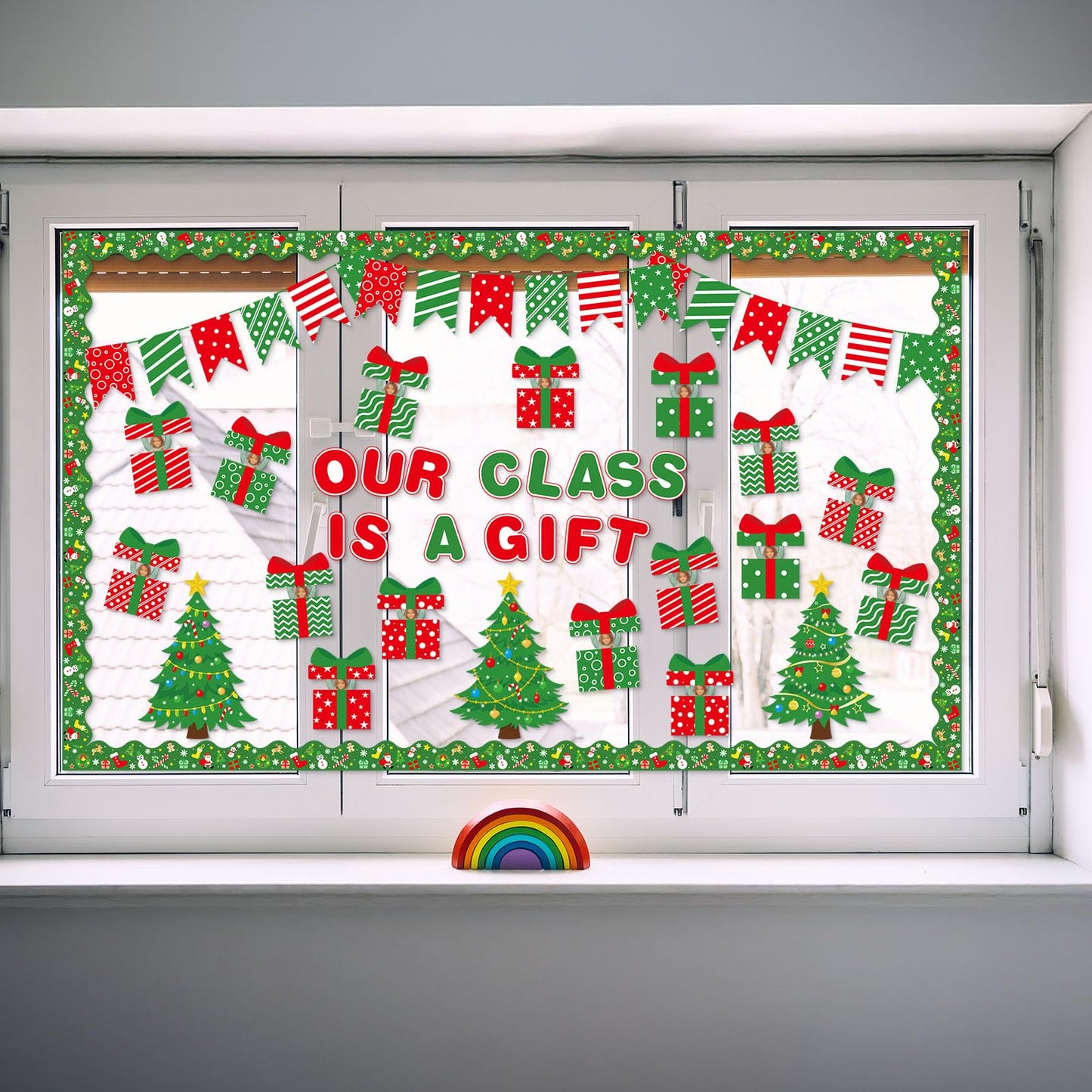 HIQINLUG Christmas Bulletin Board Decorations Set Christmas Classroom Decoration Xmas Boxes Bulletin Board Decor Cutouts For Xmas Holiday Party Classroom School Home Wall Decor