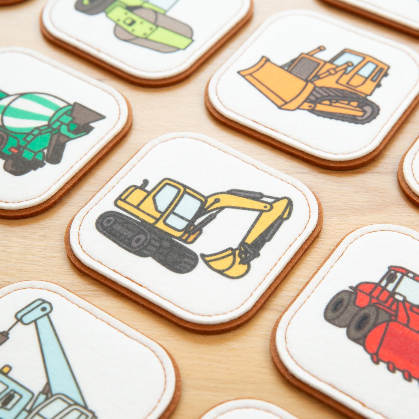 Felt Construction Matching Game for Toddlers – Truck Memory Game & Flash Cards – Soft and Safe for Ages 1+ – Montessori Preschool Learning Activity – Educational Construction Toy for Boys & Girls