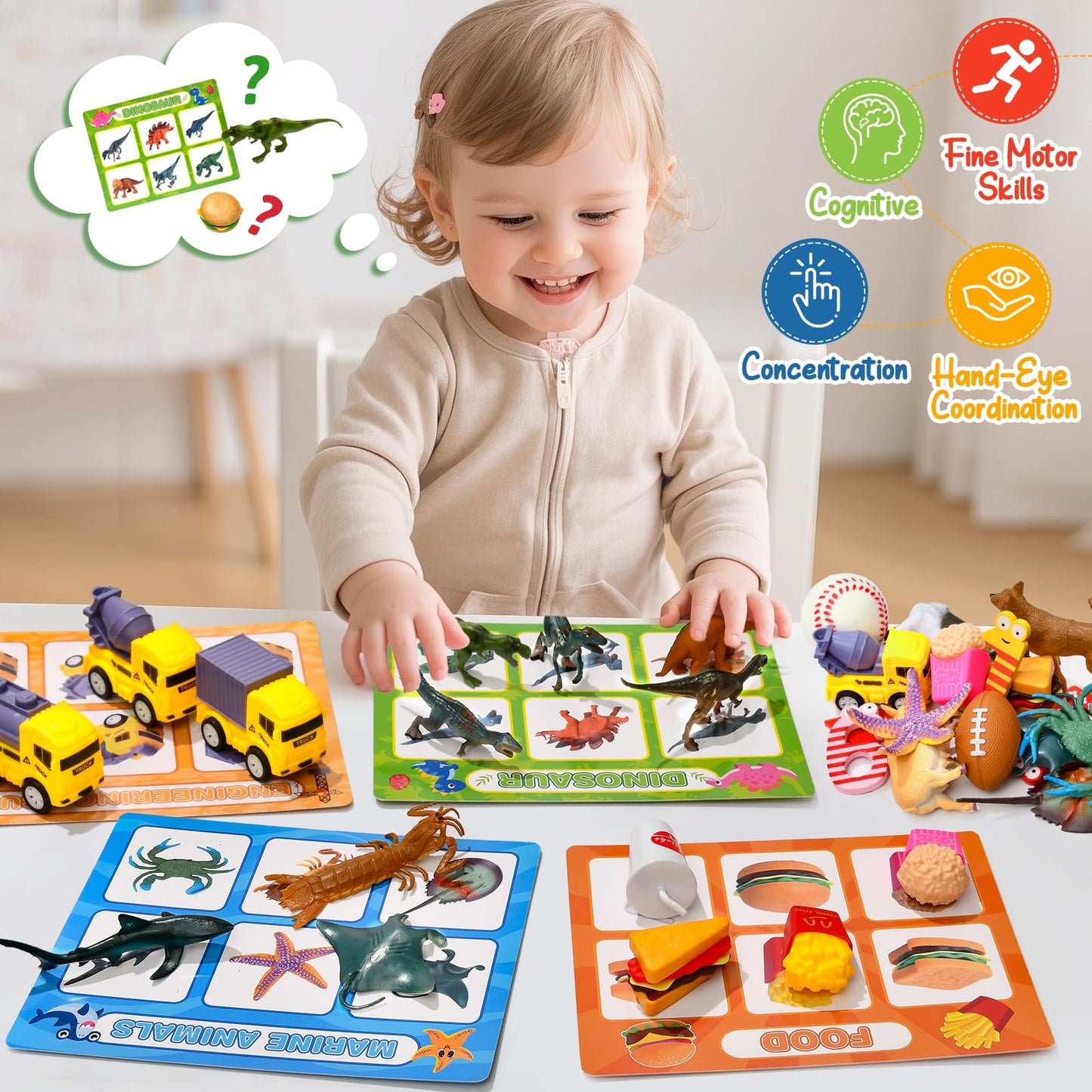 Golray Sorting Toys for Toddlers with Mystery Box, Educational Sorting Games with 8 Themes and 52 Matching Pieces for Preschool & Home Learning, Speech Therapy Toys, Montessori Gift for Kids Ages 3–5