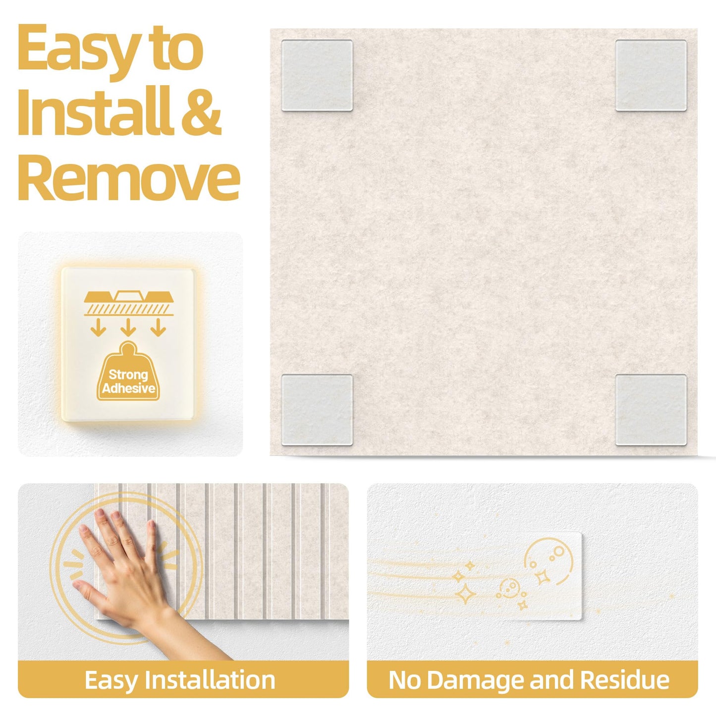 Large Cork Board for Wall 36" x 48" Oatmeal Bulletin Board with Safe Removable Adhesive Squares for Pictures Photos, Alternative CorkBoard Felt Pin Boards Tiles for Office Classroom Wall Decor-12 Pack