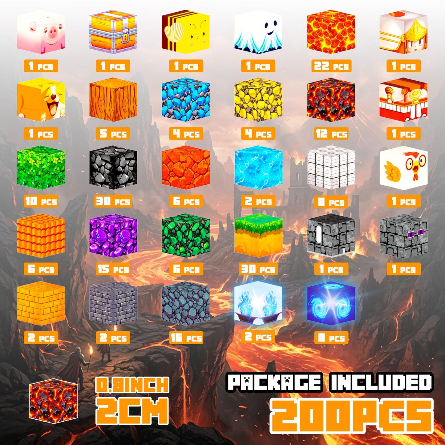 Lukoca Magnetic Building Blocks STEM Toy for Kids 3+ Toddler Educational Construction Gift for Boys & Girls (Inferno Forest Adventure-200pcs)