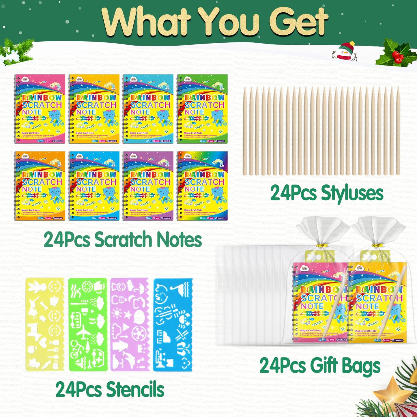 ZMLM 24 Pack Rainbow Scratch Art Party Favors for Kids 4-8 - Mess-Free Birthday Goodie Bags Stuffers, Classroom Prizes Grades 1–3 Creative Paper Notebooks for Pre-K Kindergarten Gifts