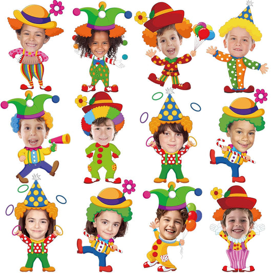 60pcs Circus Theme Cutouts Clown Juggling Bulletin Board Decorations Carnival Circus Paper Cut-Outs Classroom Decor for Boys Girls Classroom DIY Crafts Photo Kindergarten Preschool Wall Door Supplies