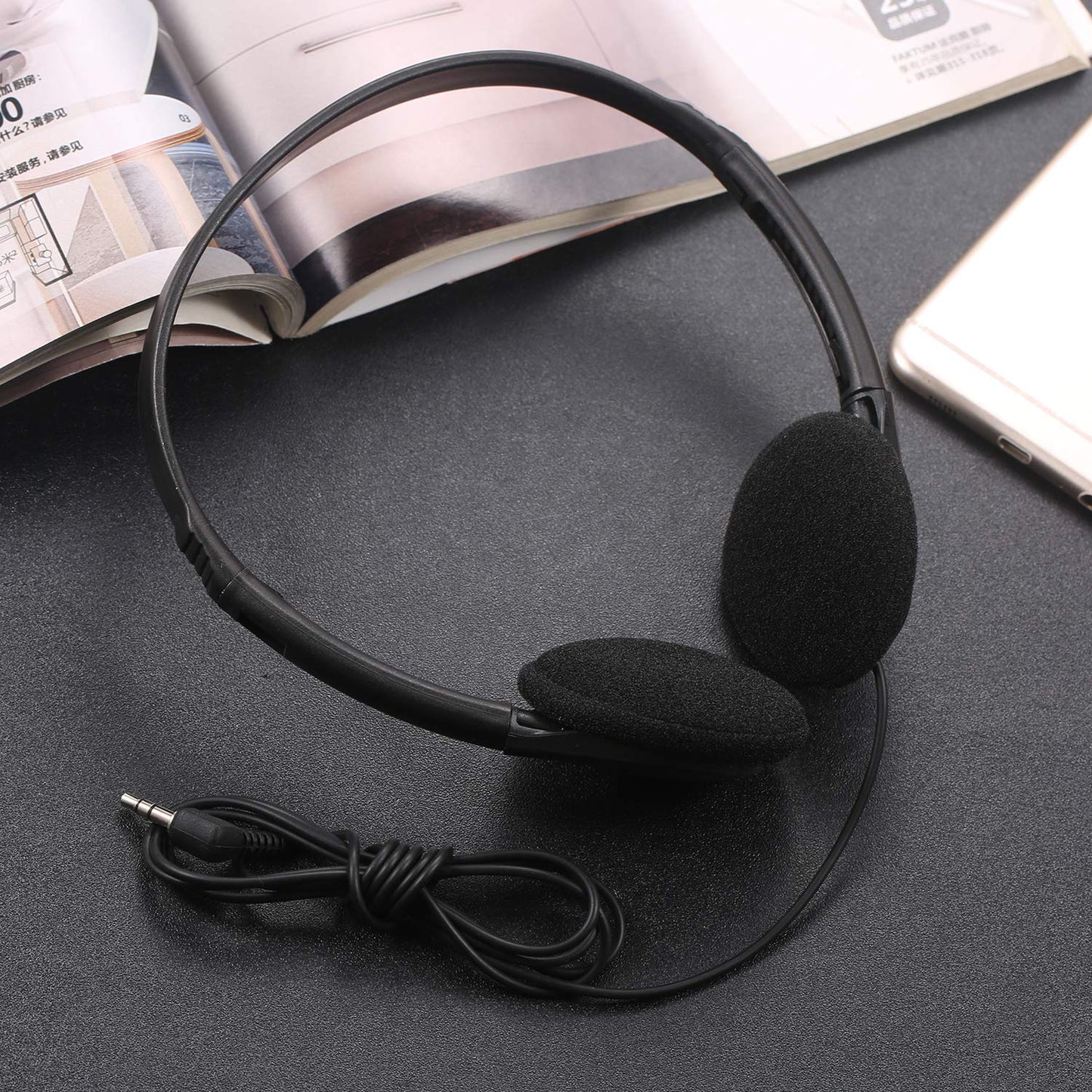 CN-Outlet 100 Pack Classroom Headphones Bulk for School Students Kids Teen Children and Adults, Wholesale Sturdy Wired Headphones Classroom Earphones (Black, 100 Pack)