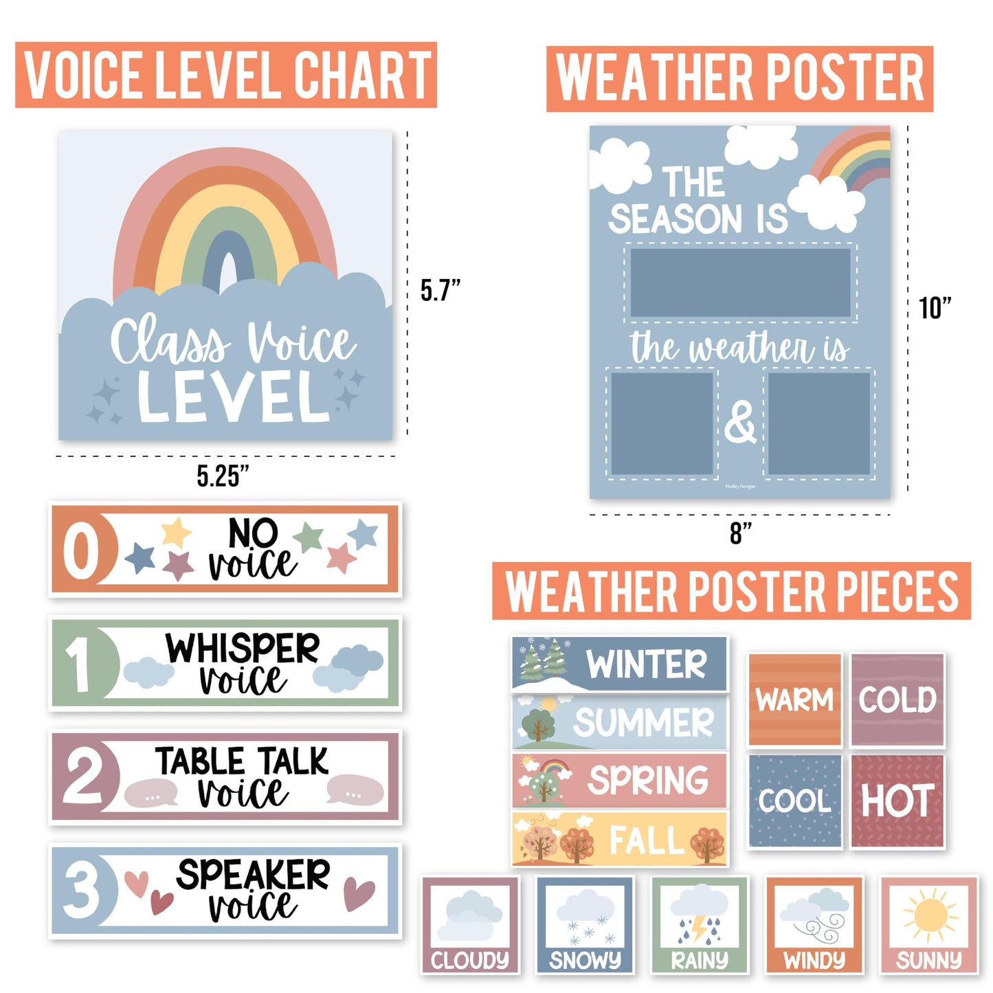 Hadley Designs Classroom Calendar Set Bulletin Board Decorations - Boho School Calendar for Classroom Decor, Kindergarten Preschool Elementary Teacher Must Haves, Homeschool & Daycare Essentials