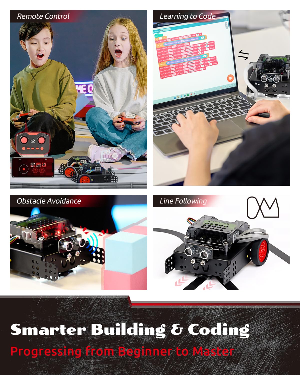 WhalesBot Rocky Coding Robot Car Kit for Kids 8-12 12-16, STEM Educational Engineering Toy, Scratch Python C Programming & Remote Control, Science Gift for 8 9 10 11 12+ Year Old Boys Girls