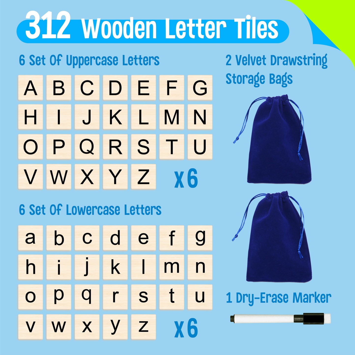 Word Spelling Game, 312 Wooden Letters Tiles & 300 Common Words for - CVC, CVCC, CCVC, Sight Word & First Word Learning, Montessori Early Educational Tool for Kids 4-9, Autistic Toys for Grades 1-3