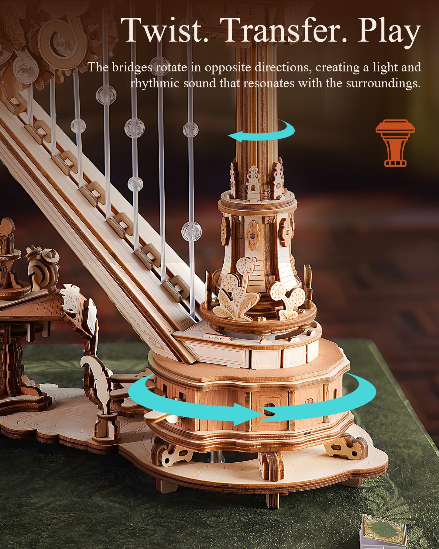 ROKR 3D Wooden Puzzles for Adults - Magic Harp Music Box, Mechanical Model Kit Self-Playing Musical Instrument, DIY Craft Kits, Home Decor & Birthday Gifts, Hobbies for Men Women