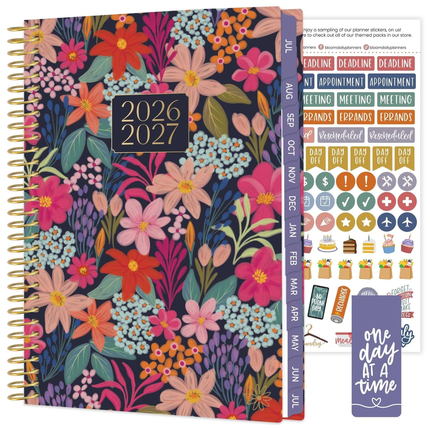 bloom daily planners 2026-2027 Planner - Academic Year (July 2026 - July 2027) Monthly & Weekly Soft Cover Planner for Women - 13 Month Calendar Agenda Book with Stickers - 5.5" x 8.25" - Floral Fiesta
