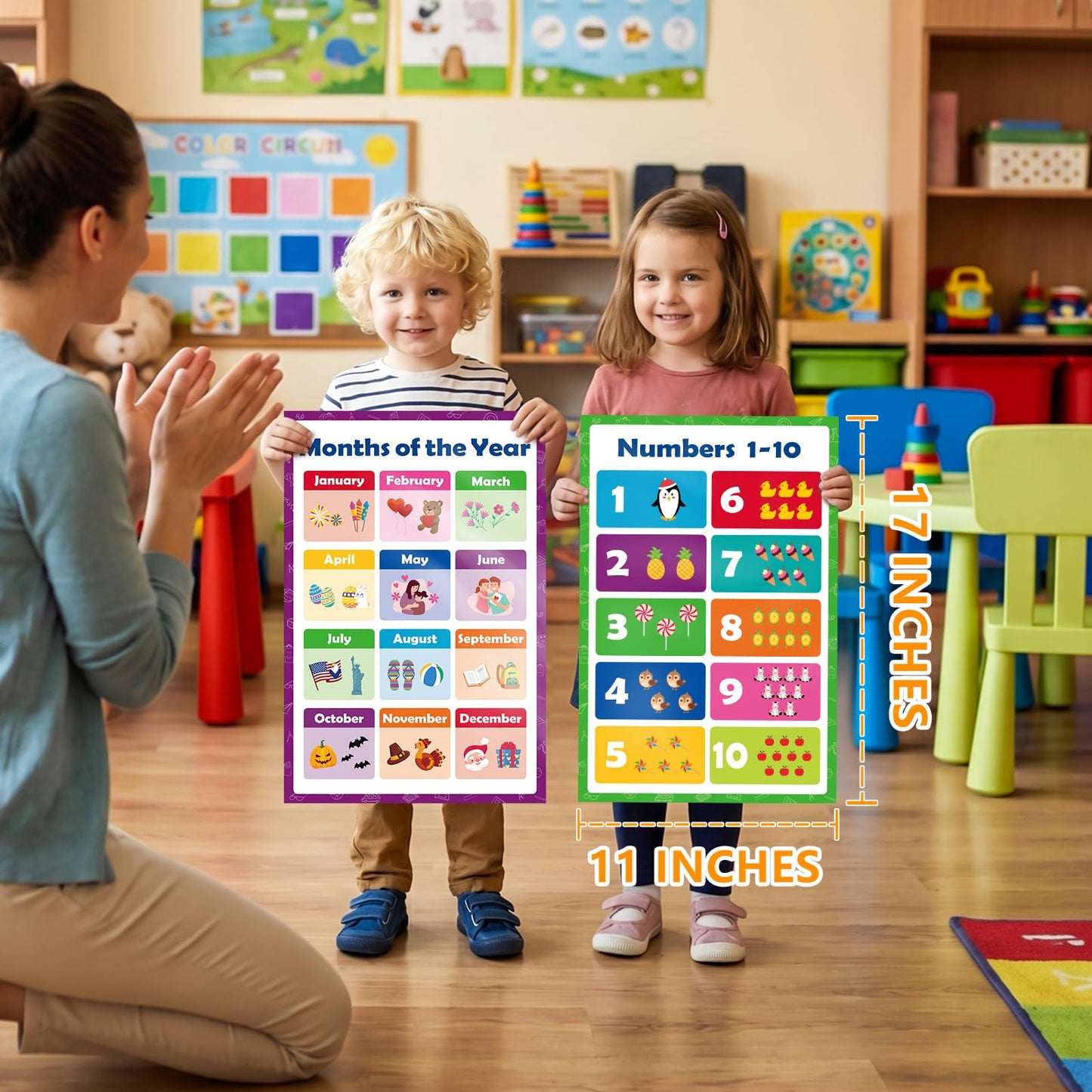 KIDS KING 20 Laminated Learning Posters for Toddlers 1-3 Years Old, Educational Posters for Preschoolers, Kindergarten Classroom Must Haves - Homeschool and Classroom Decor, Back-to-School Supplies