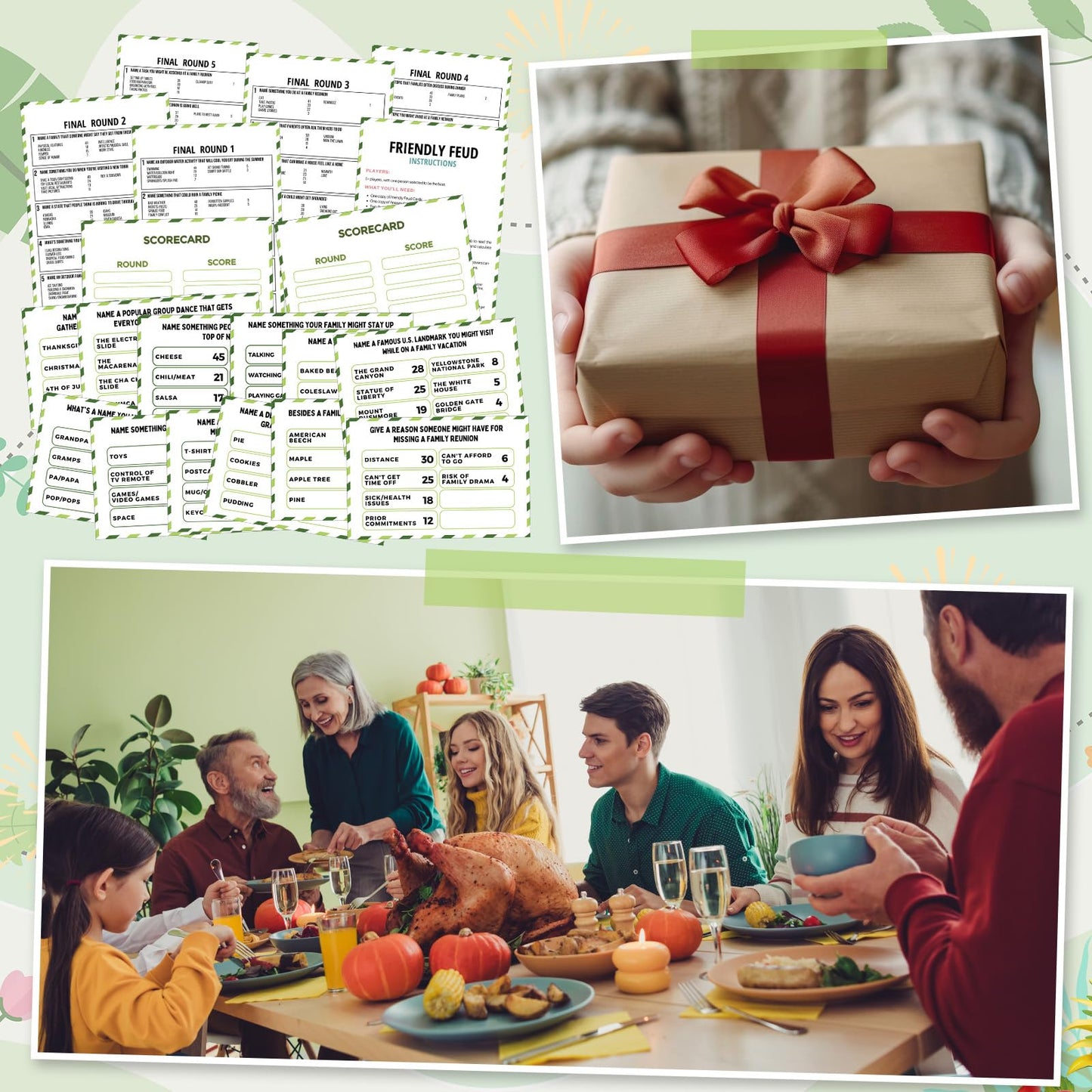 Humyoun Family Reunion Friendly Feud Game with 2 Answer Buzzers, Feud Cards for Game Night Fun Trivia Quiz for Party Groups Team Building(Colorful, Family)